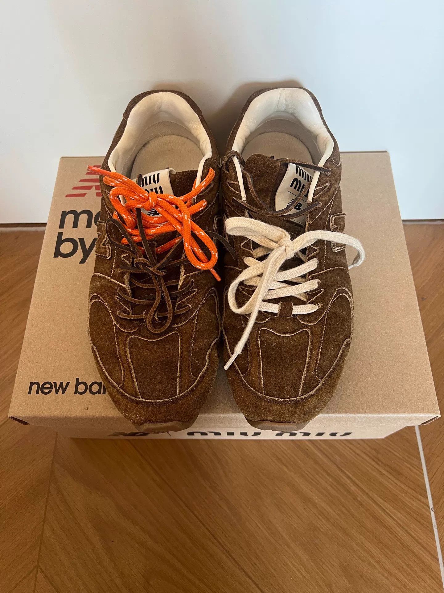 Miu Miu MIU MIU × NB 530 SL suede low-top lace-up round-toe cinnamon Size US 8 / EU 41 - 5 Thumbnail