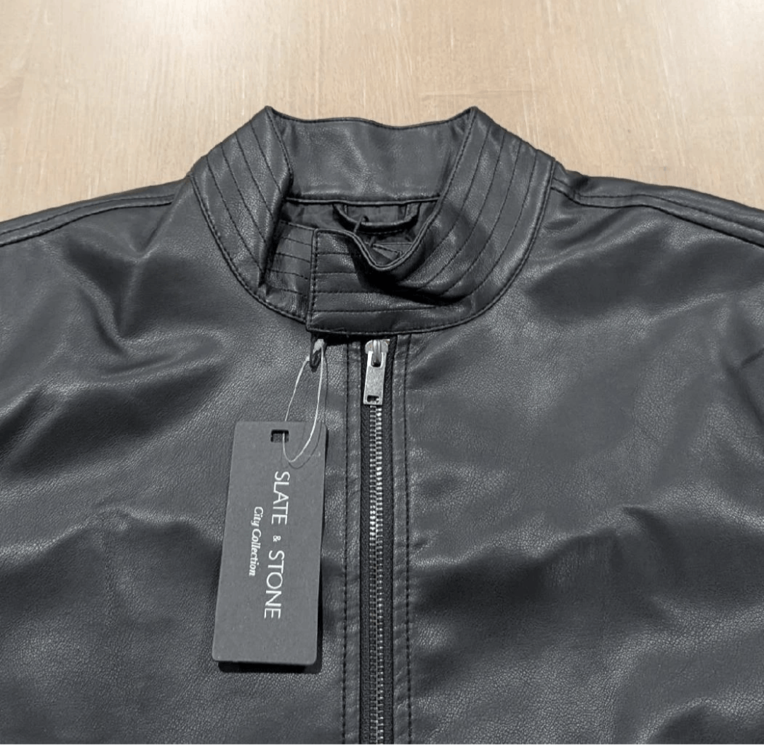 Slate & Stone Slate & Stone Faux Leather Racer Jacket Black Medium Size US M / EU 48-50 / 2 - 2 Thumbnail