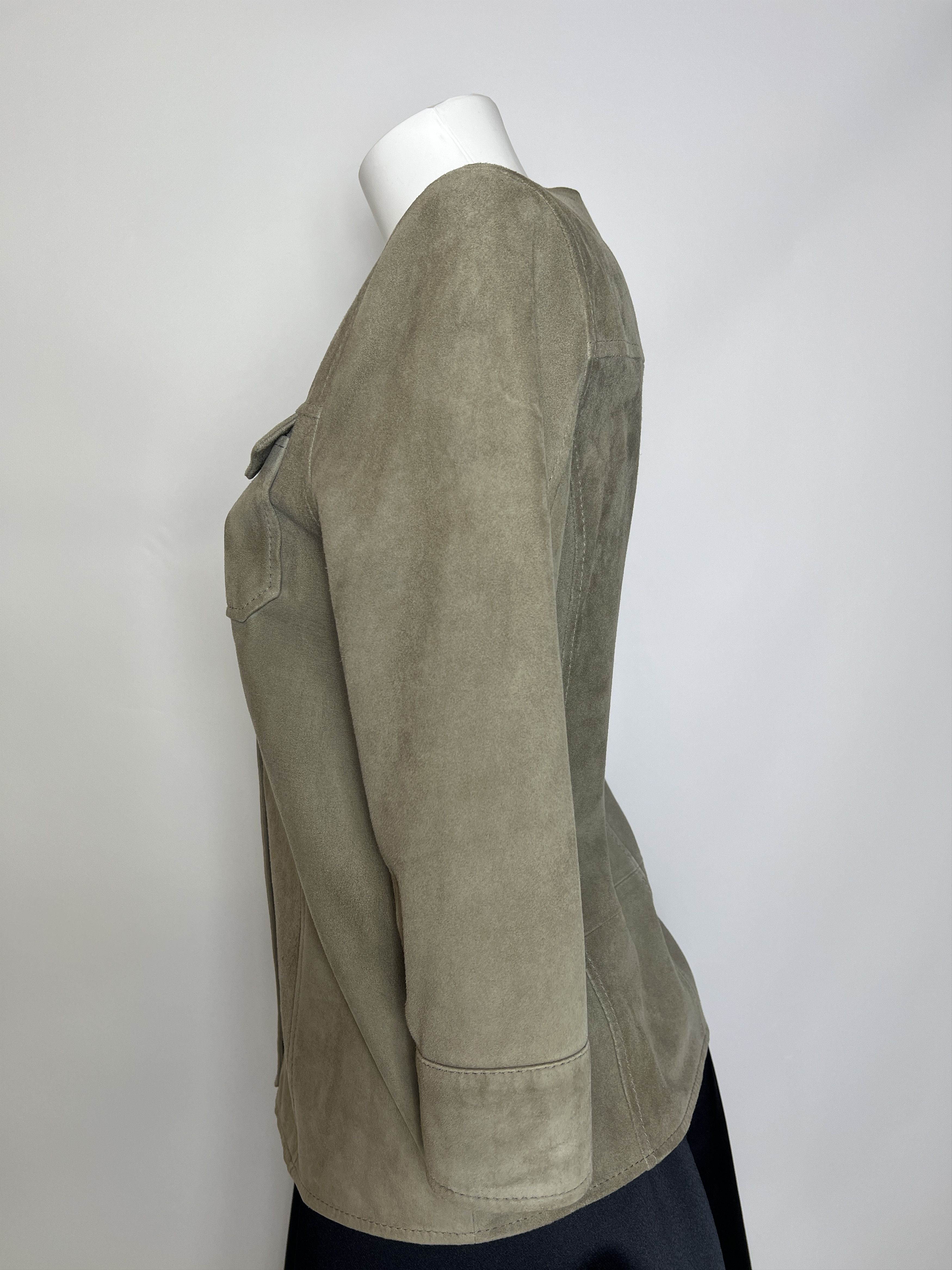 Allsaints ALLSAINTS Women's Beige Suede Leather Top Shirt Jacket Size M / US 6-8 / IT 42-44 - 4 Thumbnail