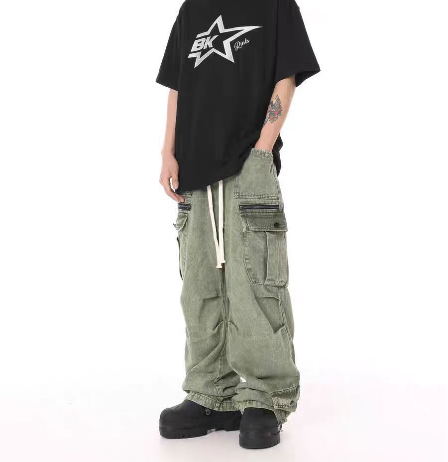 Japanese Brand × Jean Washed vintage drawstring elastic waist baggy jeans Size US 32 / EU 48 - 3 Thumbnail