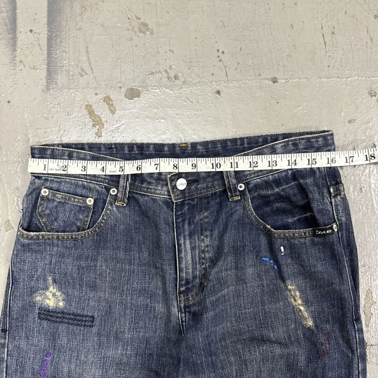 If Six Was Nine Handmade Embroid Paint Splatter Distressed Denim Jeans Jag Size US 33 - 8 Thumbnail