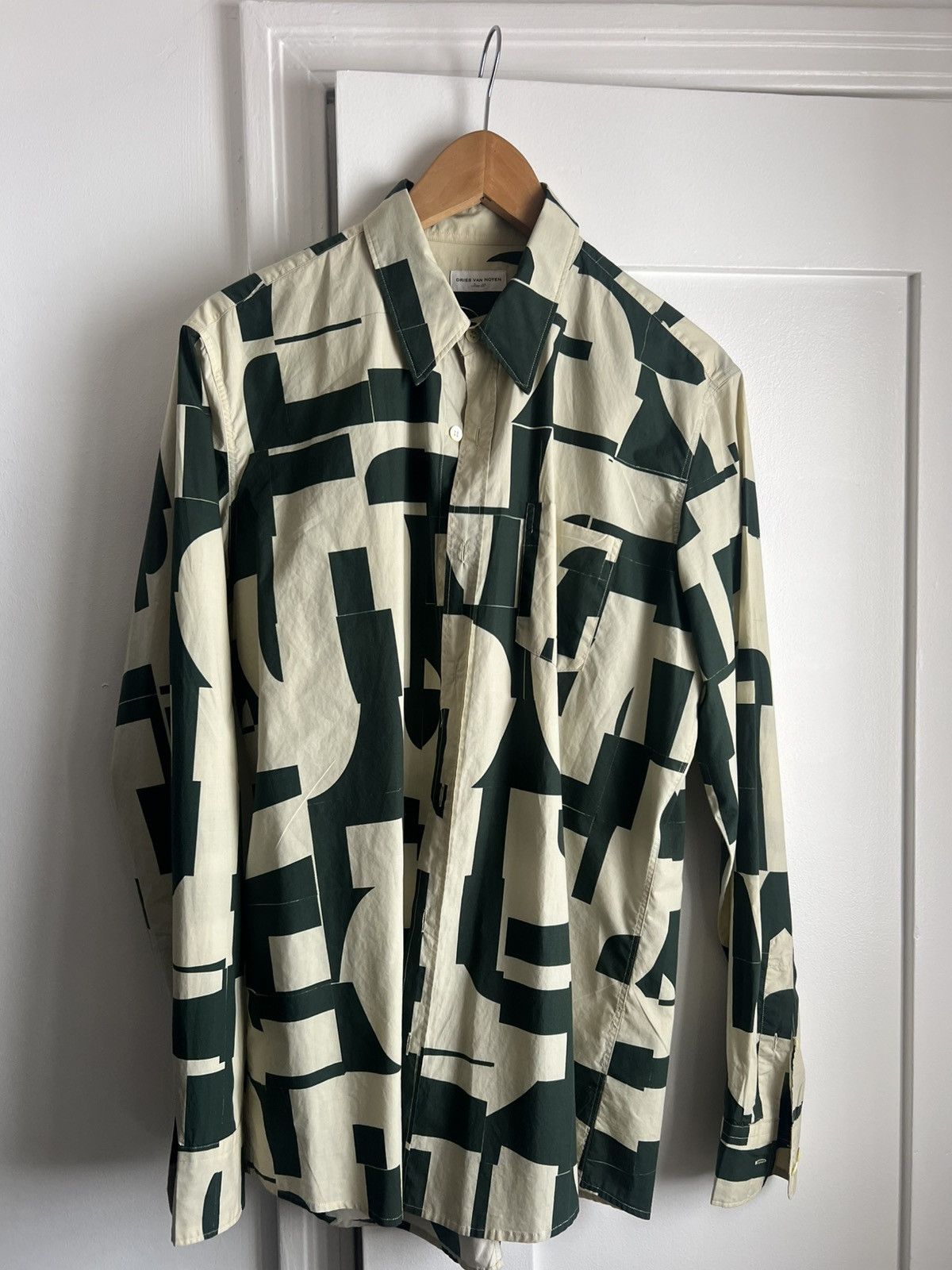 Dries Van Noten Block Pattern Green Dries Shirt Size US M / EU 48-50 / 2 - 2 Thumbnail
