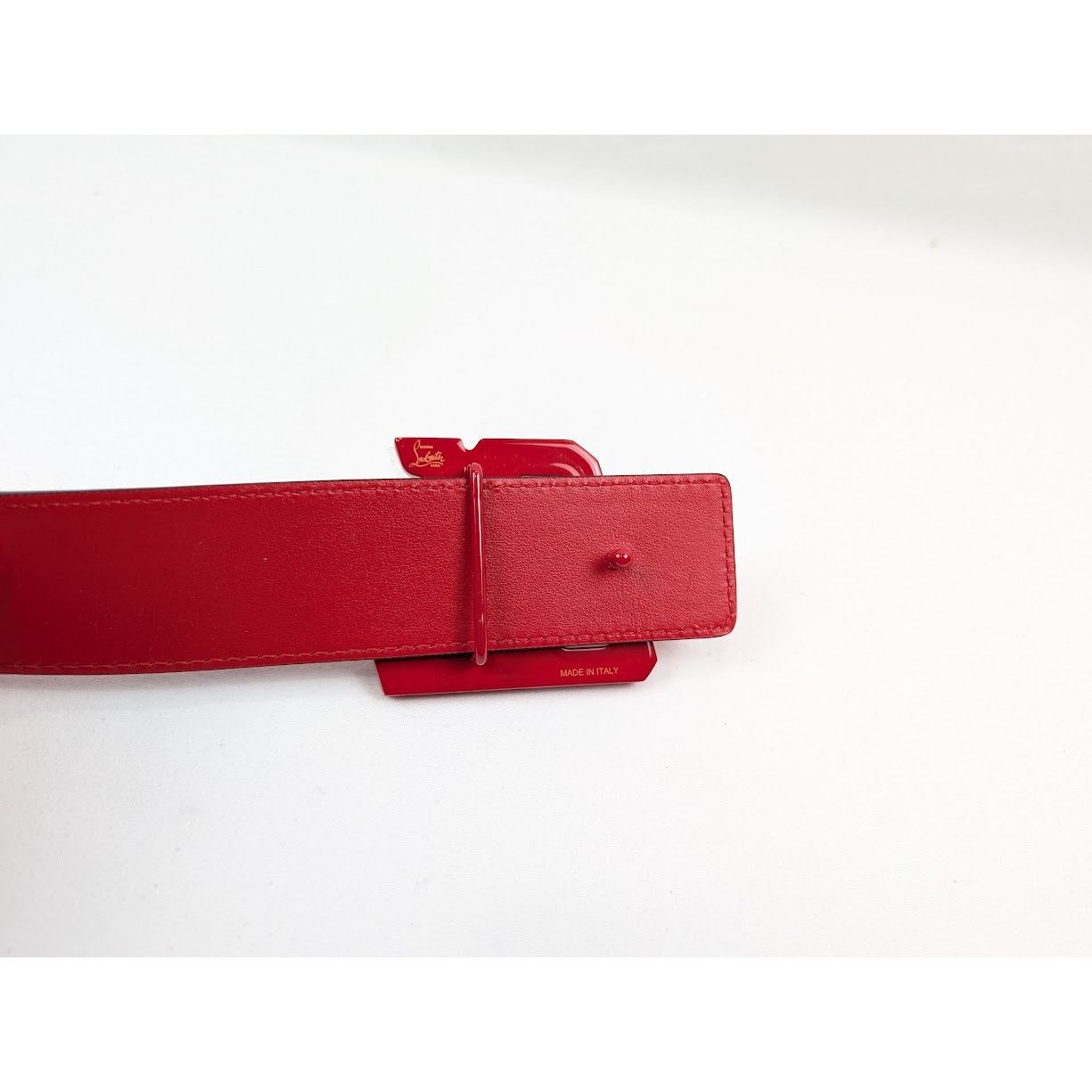 Christian Louboutin o1rshd1 Size: 100 / Calf Happy Rui CL Logo Belt in Loubi Size 38 - 5 Thumbnail