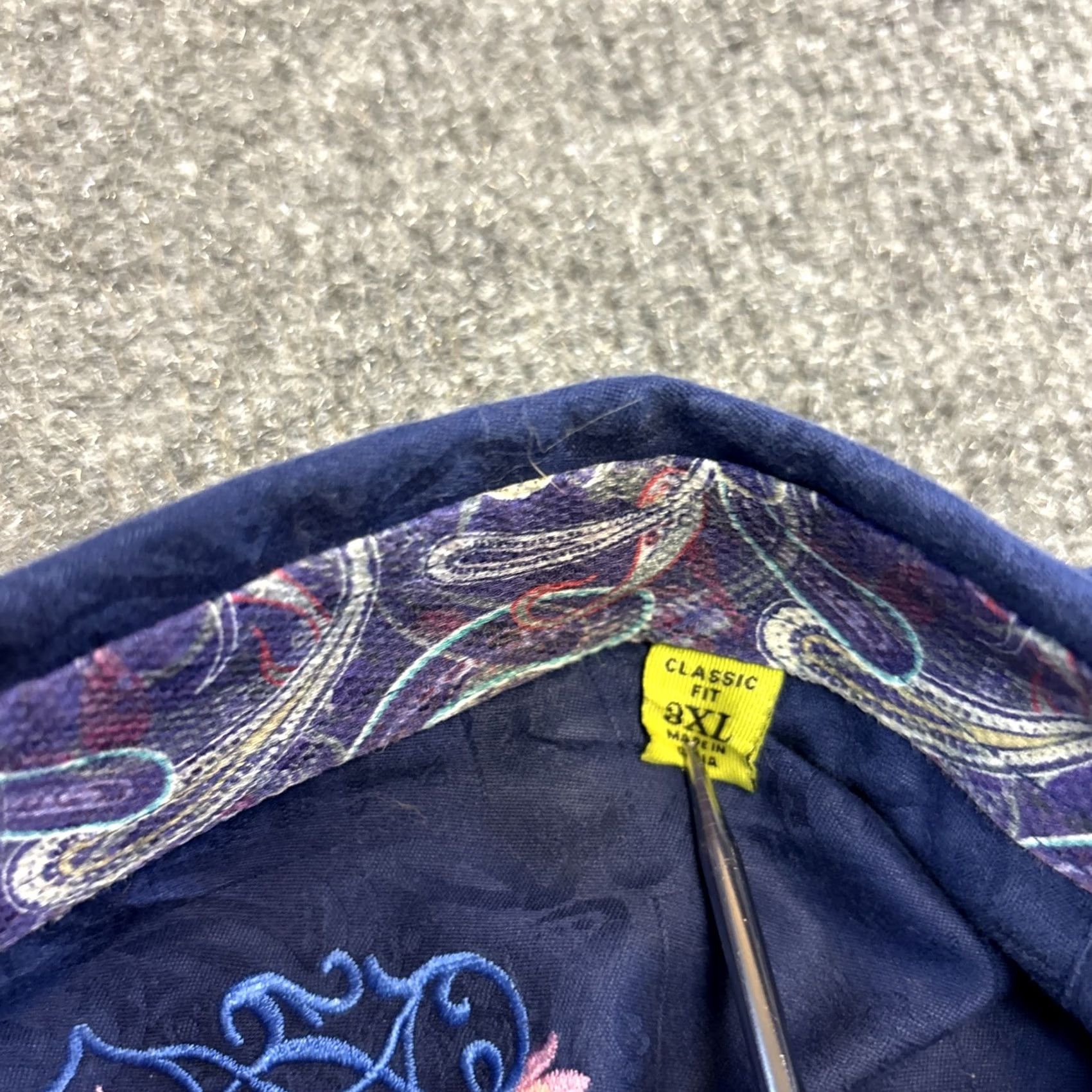 Robert Graham Robert Graham Men's Button-Up Dress Shirt 3X Blue Jacquard Paisley Classic Fit Long Sleeve Shirt 3XL Men's Big & Tall Size 48R - 5 Thumbnail