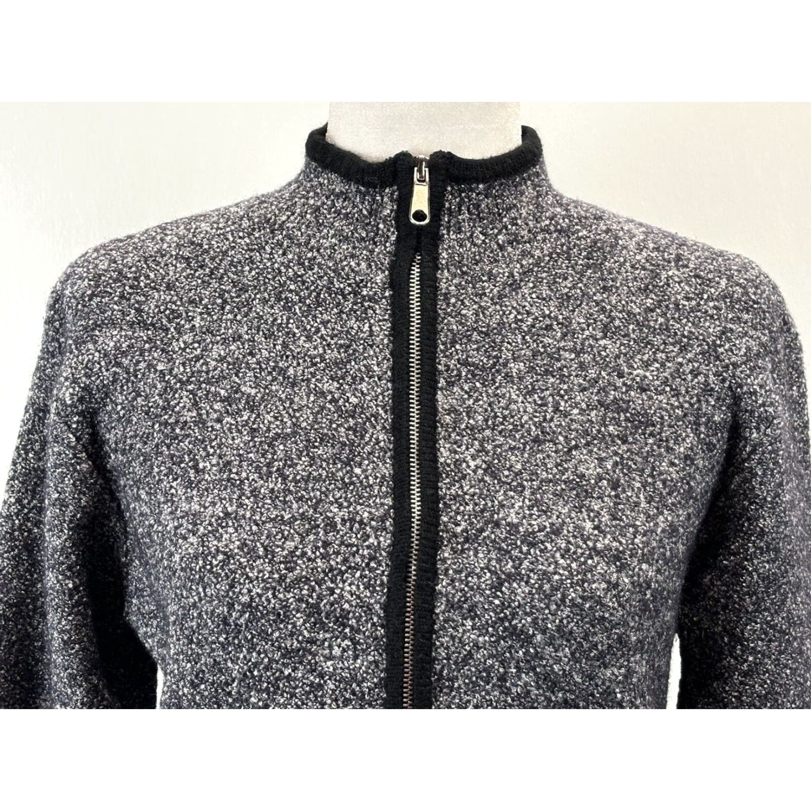Vintage Chicos Designs Knit Sweater Cardigan Sz Small Full Zip Grey Black Trim Size S / US 4 / IT 40 - 5 Thumbnail