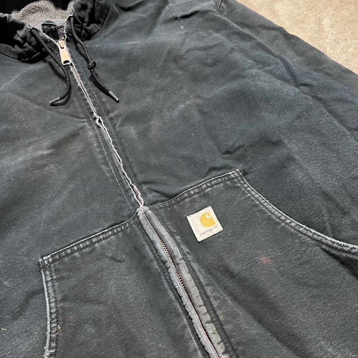 Carhartt Vintage Carhartt Hooded Active Jacket Black Faded Distressed Size US XXL / EU 58 / 5 - 4 Thumbnail