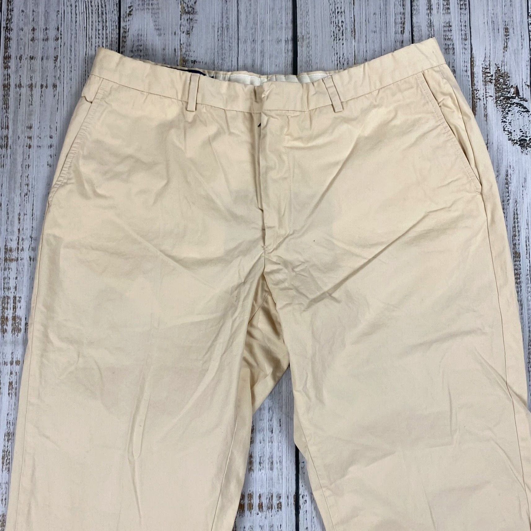 Polo Ralph Lauren VINTAGE Polo Ralph Lauren Dress Pants Men 36 Ivory Chino Flat Front Mid Rise Straight Leg Italy Size US M / EU 48-50 / 2 - 2 Thumbnail