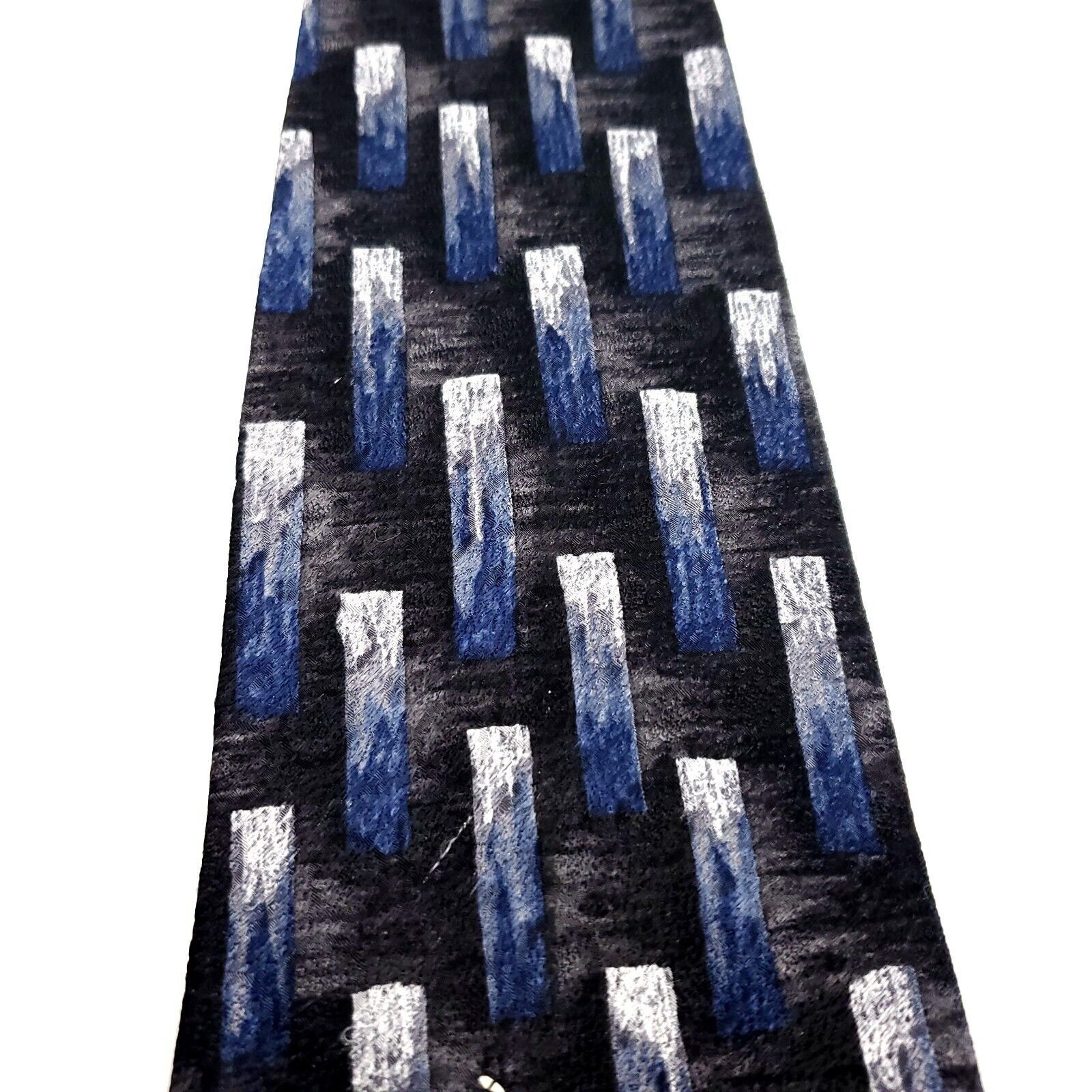 Pierre Cardin Pierre Cardin Blue Black Silk Tie Woven Geometric Size ONE SIZE - 2 Thumbnail