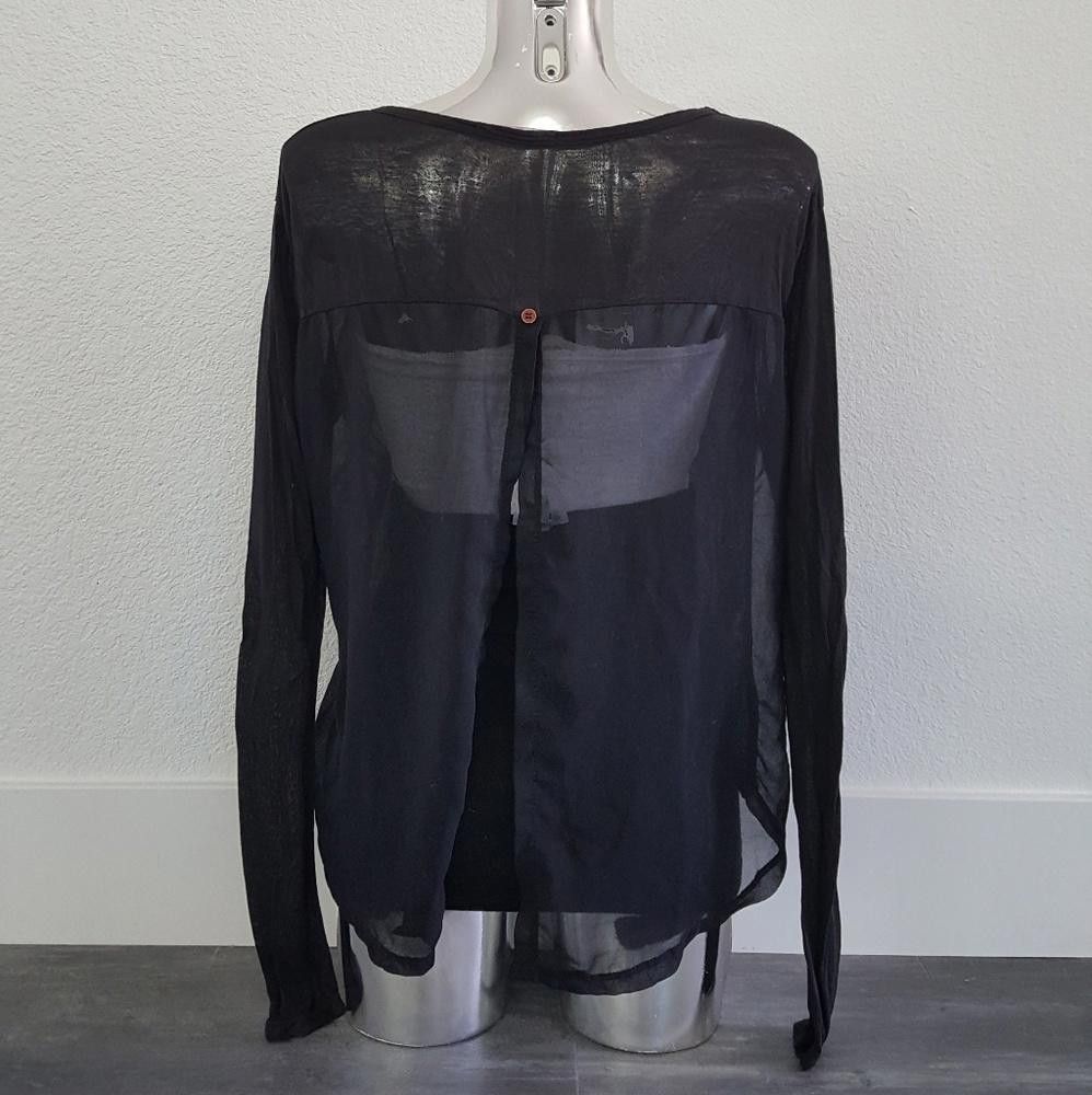 Designer Black Semi Sheer Melville Long Sleeve Size ONE SIZE - 2 Thumbnail