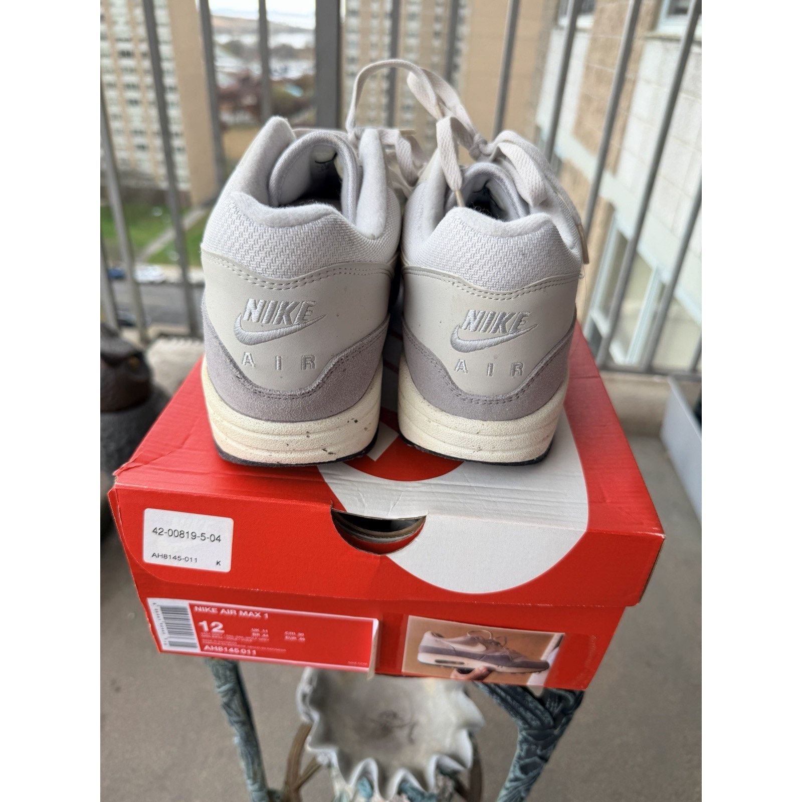 Nike Nike Air Max 1 Grey/White Size 12 AH8145-011 Size US 12 / IT 42 - 5 Thumbnail