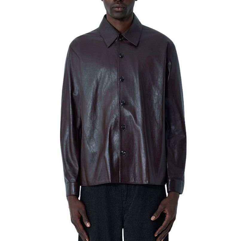 OUR LEGACY Brown Leather Overshirt New & Authentic (Men's si