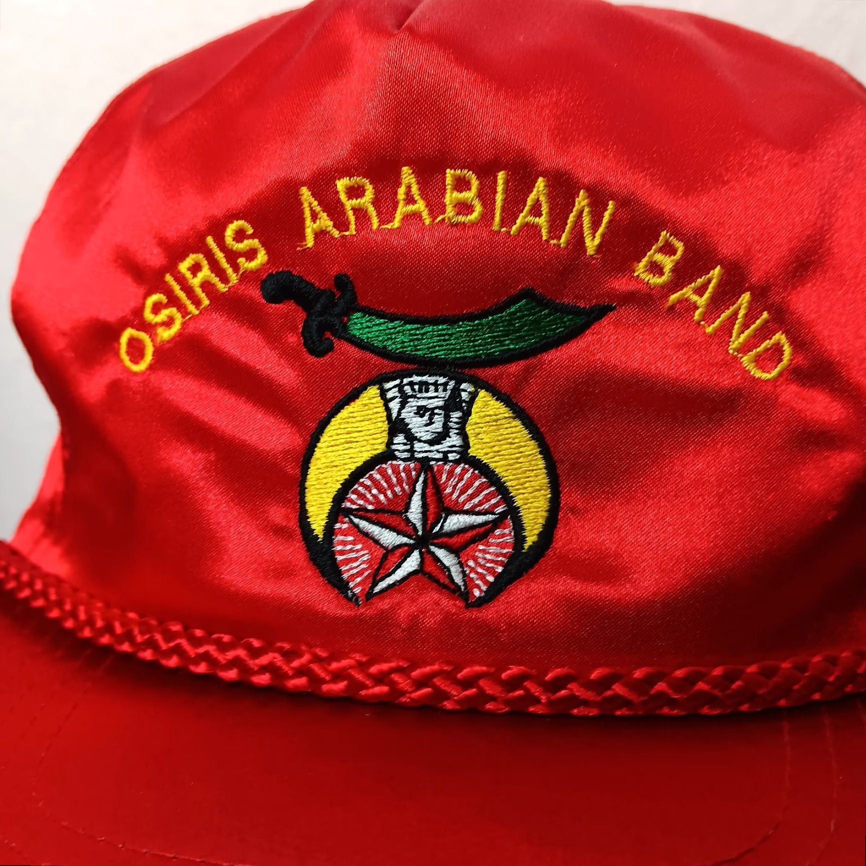 Vintage VINTAGE KC Shriners Osiris Arabian Band Cap Red Satin Adjustable YKK One Size Men Size ONE SIZE - 3 Thumbnail