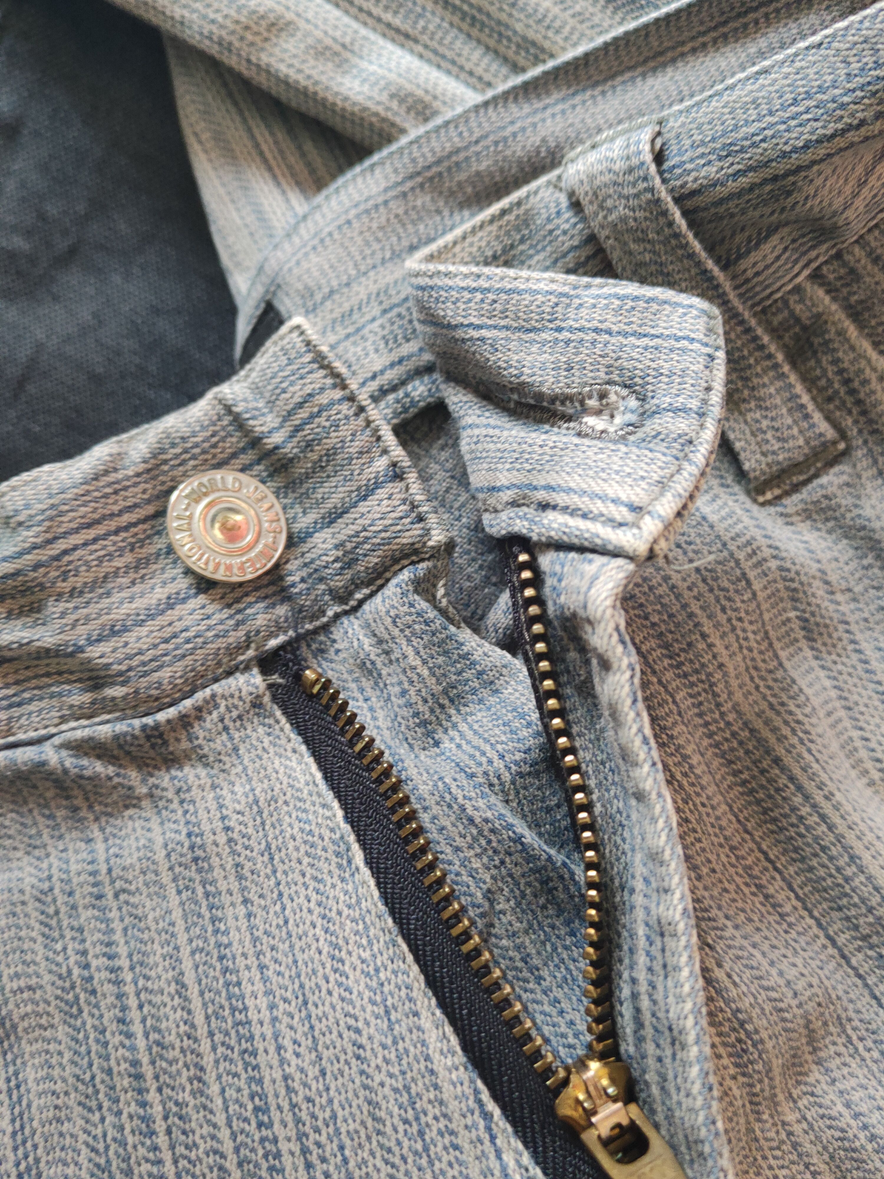 Japanese Brand Root Three Blue White Stripe Distressed Ripped Jeans #S2371 Size US 32 / EU 48 - 13 Thumbnail