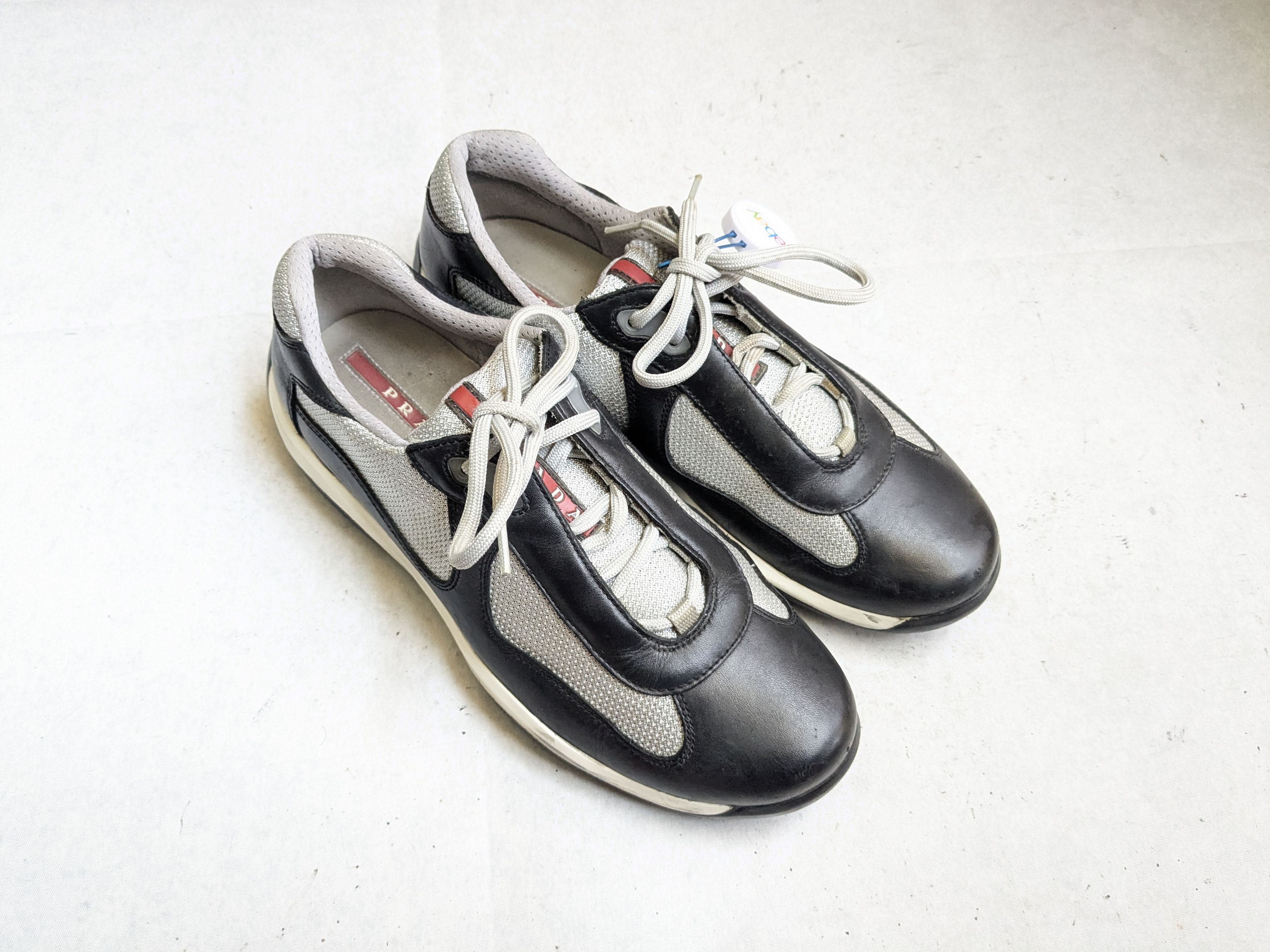 Prada Prada Sneakers Black Leather 9 Low Tops Gray Silver Size US 9 / EU 42 - 2 Thumbnail