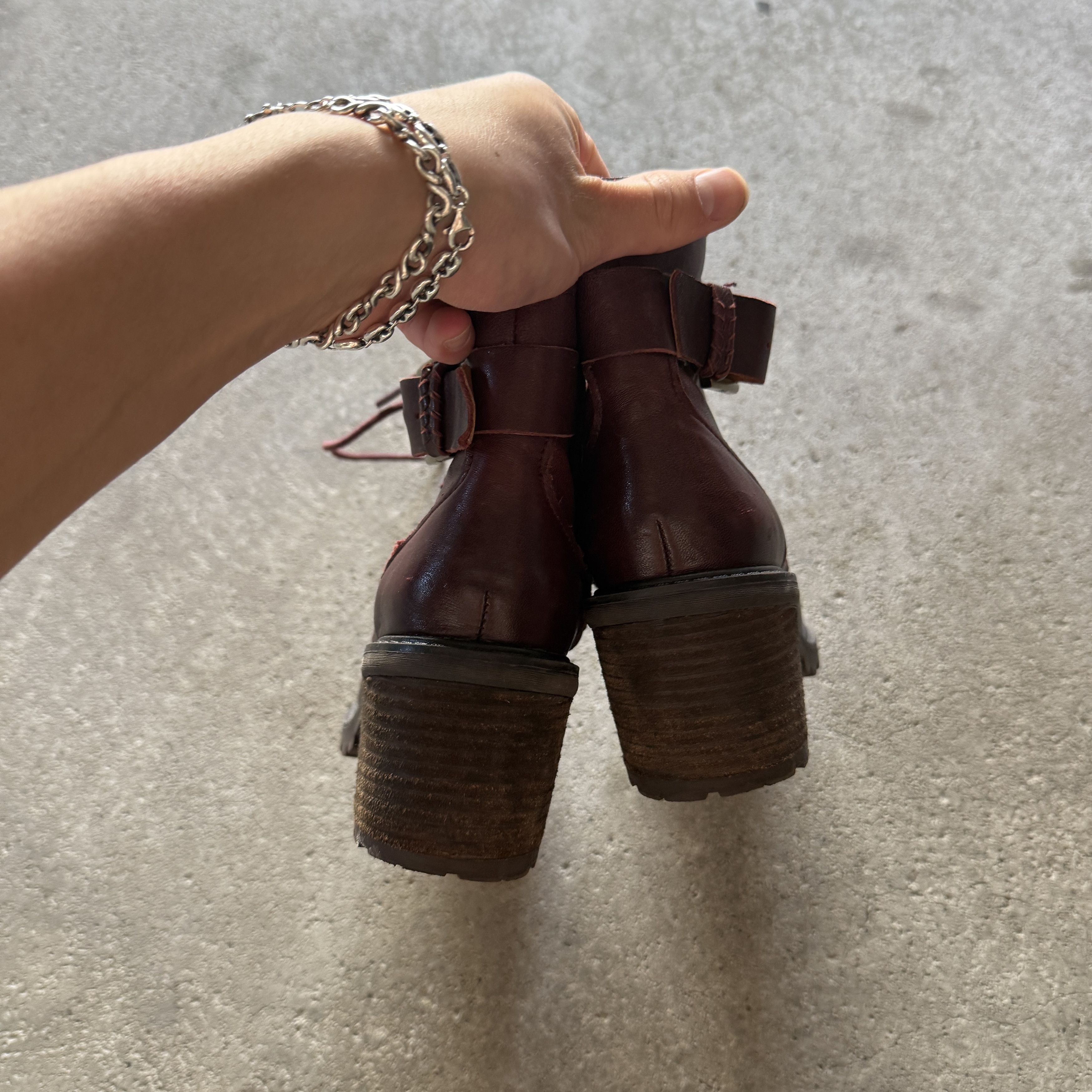 Other vintage burgundy red leather platform boots Size US 7 / IT 37 - 3 Thumbnail
