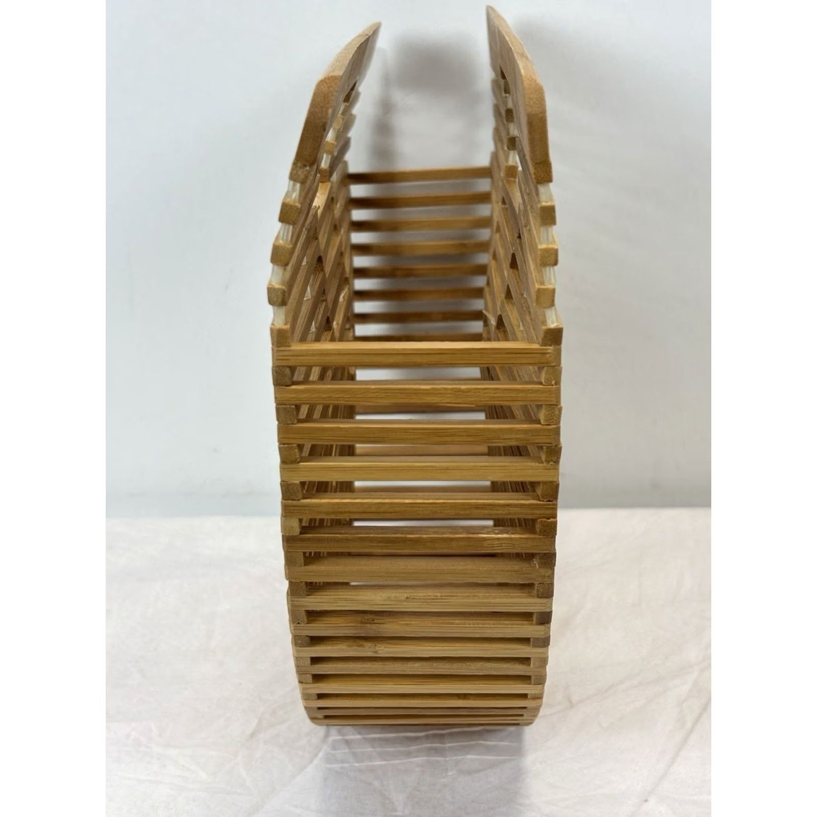 Vintage Bamboo Boho Crescent Half Moon Arc Slatted Beach Clutch Handbag Purse Bag Size ONE SIZE - 2 Thumbnail