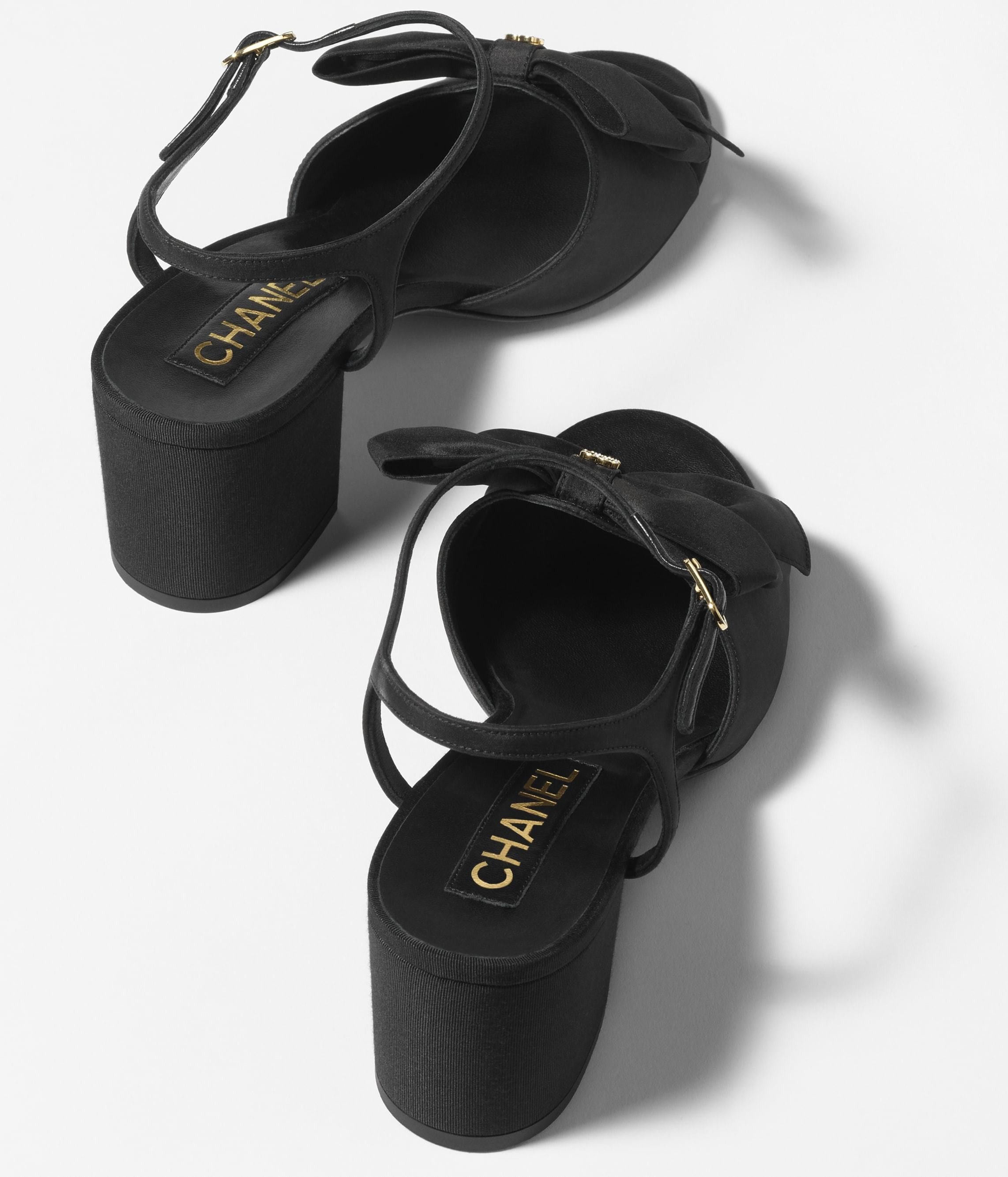 Chanel Chanel 24A Black Silk Bow CC Logo Block Heel Sandals 42 Size US 12 / IT 42 - 16 Thumbnail