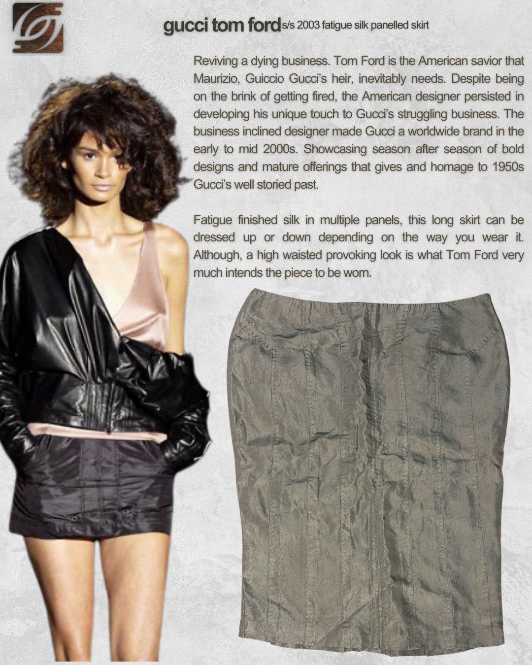 Gucci S/S 2003 by Tom Ford Silk Fatigue Skirt Size 26" / US 2 / IT 38 - 1 Thumbnail
