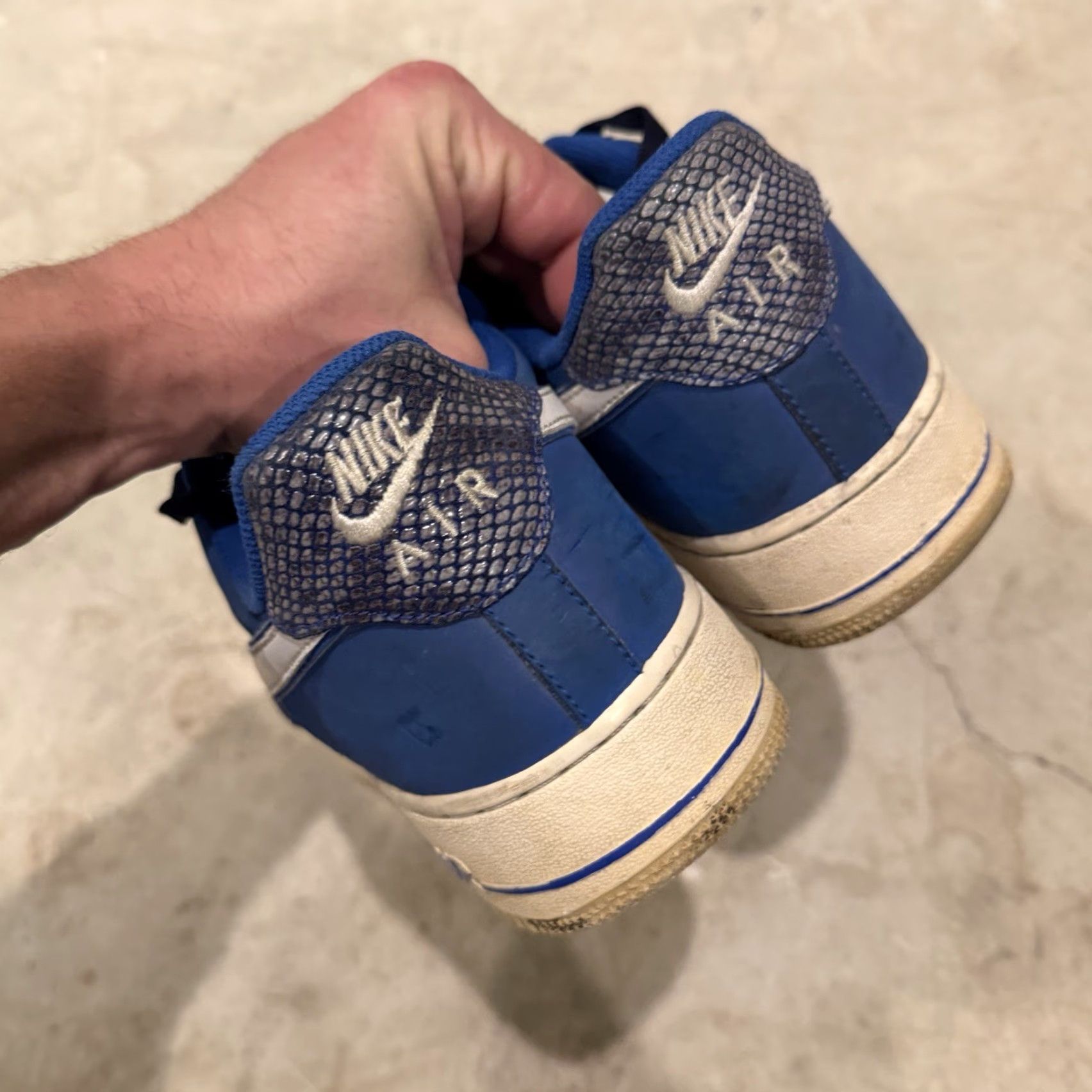 Nike Nike Air Force 1 488298-410 Snake Skin Blue White Mens 11 Low Top DISTRESSED Sneaker Size US M / EU 48-50 / 2 - 6 Thumbnail