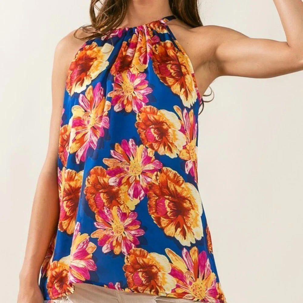 Other Silky Flower Satin Halter Top Size S / US 4 / IT 40 - 1 Thumbnail