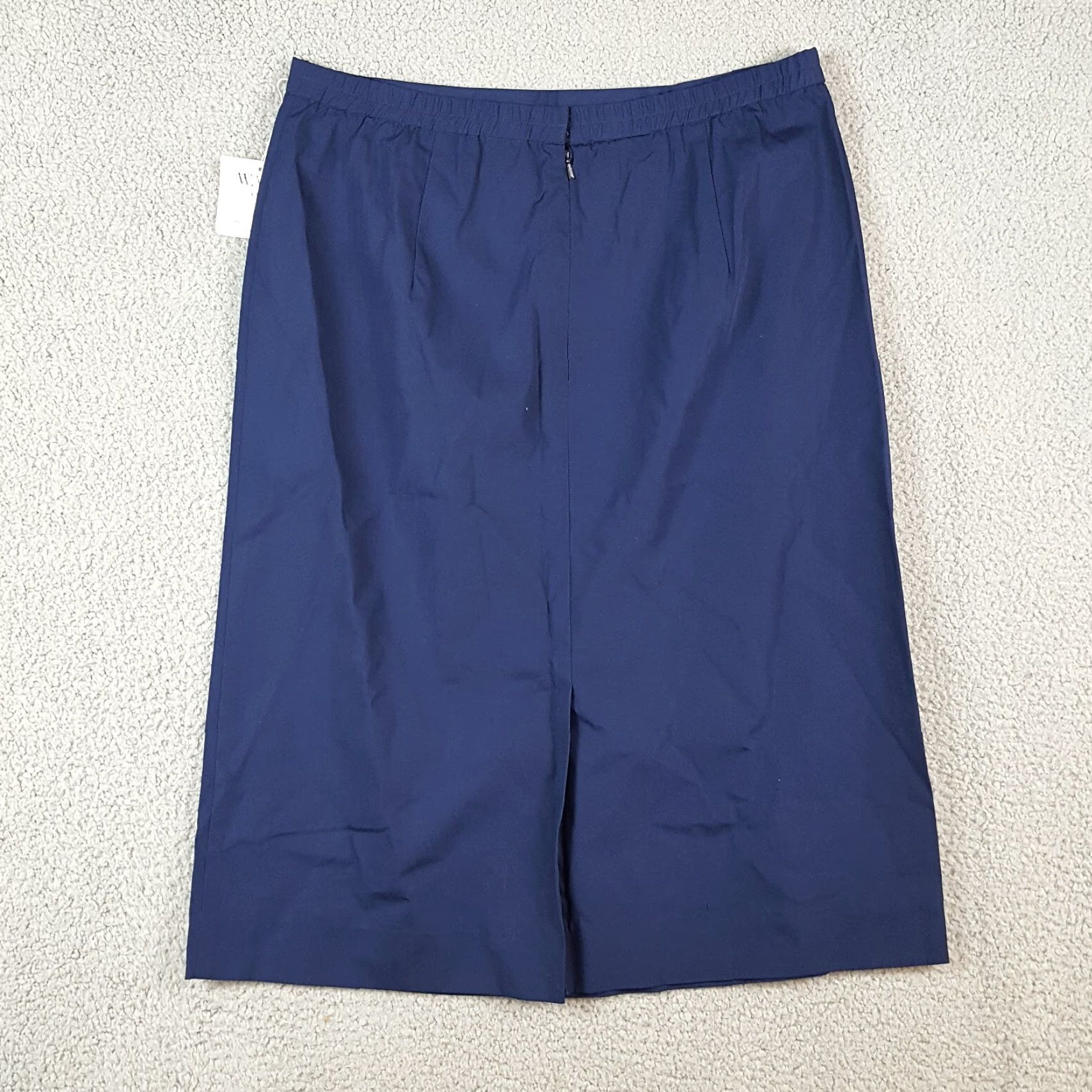 Vintage Vintage 90s Preppy Pencil Straight Navy Blue Women's Size 14 Knee Length Skirt Size 36" / US 14 / IT 50 - 3 Thumbnail