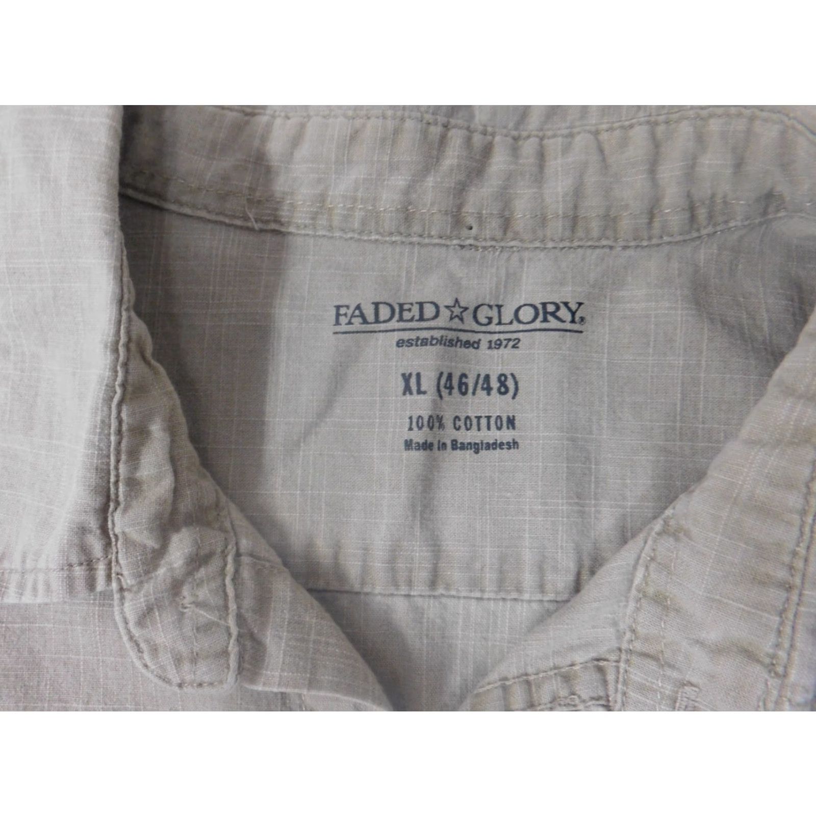 Faded Glory Faded Glory Shirt Small Beige Button-Down Mens Regular Short Sleeve Cotton Denim Surf Button-Up Collared Casual Size US S / EU 44-46 / 1 - 7 Thumbnail