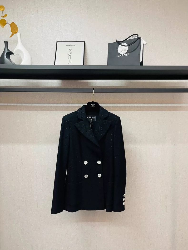 Chanel Chanel Cruise series black glitter double-breasted suit jac Size XXS / US 00 / IT 34 - 1 Thumbnail