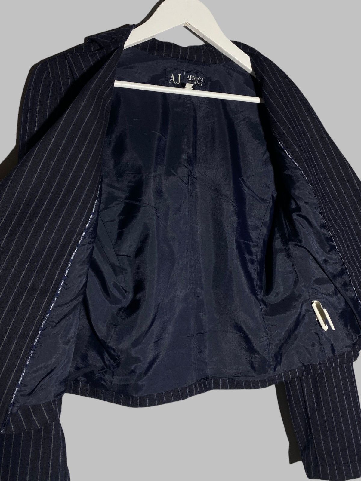 Armani Vintage Armani Jeans Wool Striped Suit Balzer + Pants Womens Size M / US 6-8 / IT 42-44 - 13 Thumbnail