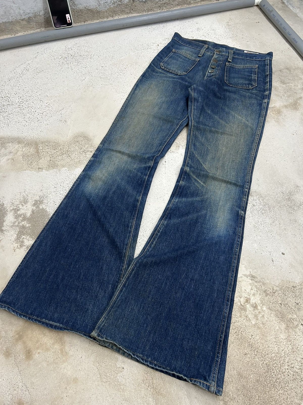 Big John Vintage 80s Big John Bell Bottom Mid Rise Mud Washed Size US 29 - 3 Thumbnail