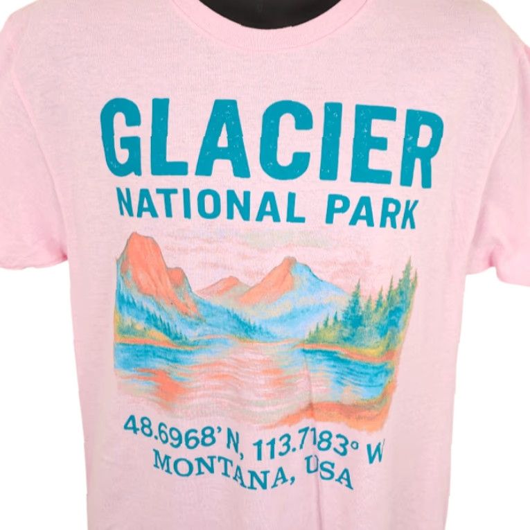 Vintage Glacier National Park T Shirt Mens Size Medium Pink Montana Travel Destination Bowery Shirt (Men) Size US M / EU 48-50 / 2 - 2 Thumbnail
