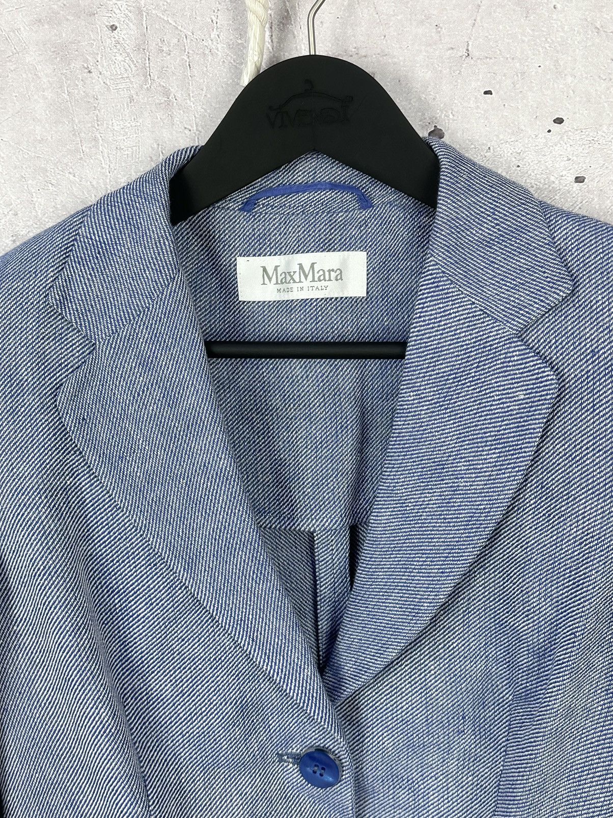 Max Mara Max Mara Linen Made in Italy Blue Blazer Jacket with Belt Size L / US 10 / IT 46 - 4 Thumbnail