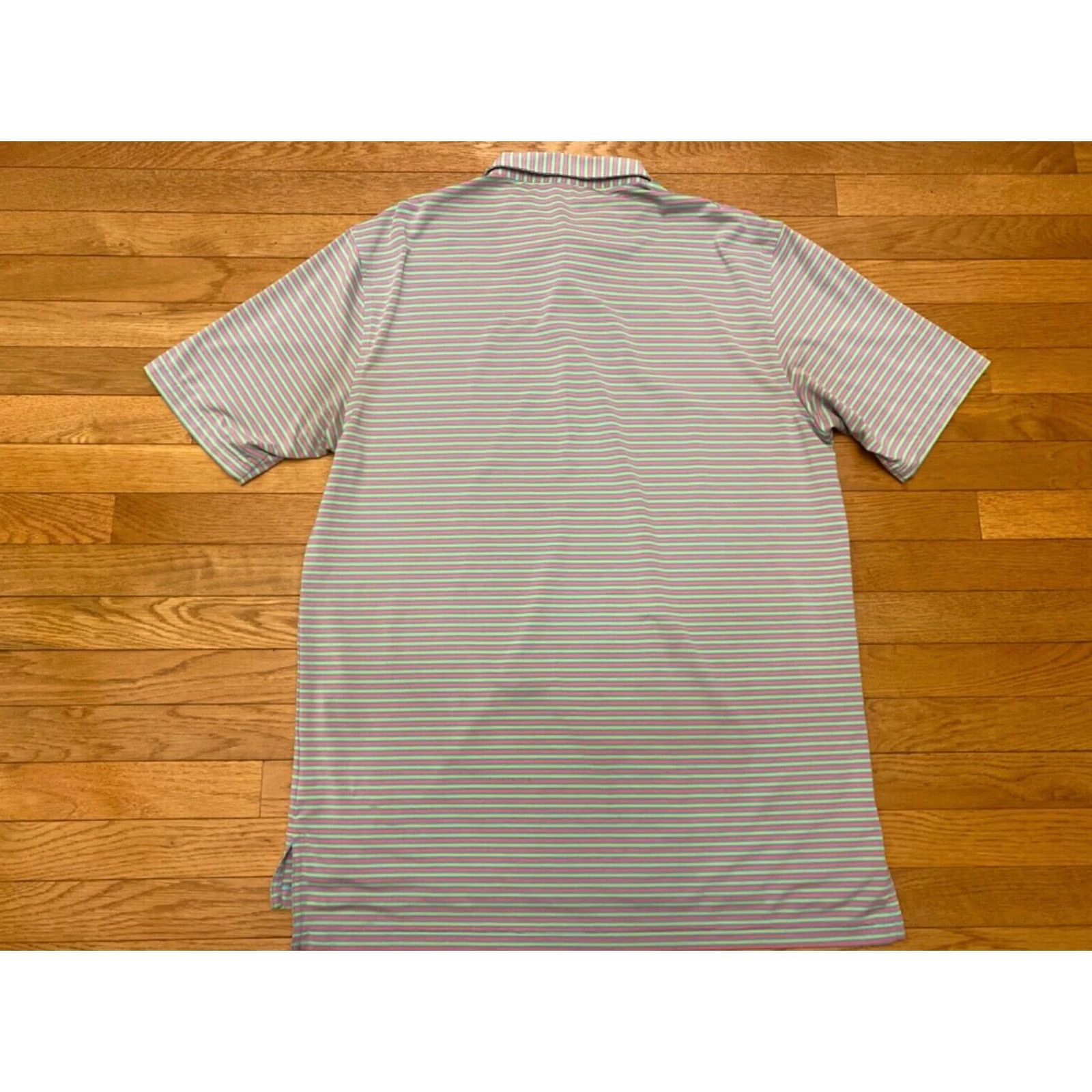 Peter Millar Peter Millar Summer Comfort Polo Golf Shirt Striped Stretch Sz Large Green Pink Mens Shirt Size US L / EU 52-54 / 3 - 2 Thumbnail