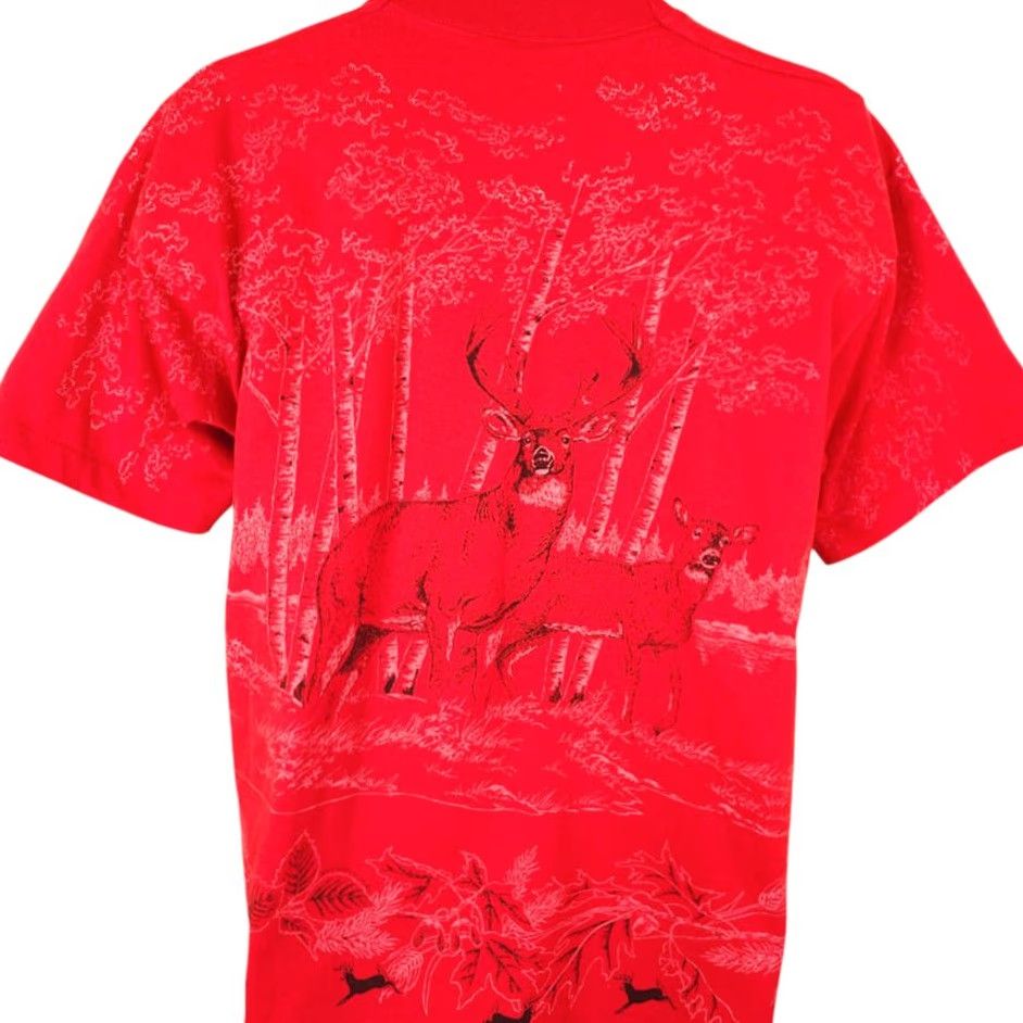 Fruit Of The Loom VINTAGE Deer T Shirt Mens XL Red 90s All Over Print Nature Tee Made In USA Fruit of the Loom Shirt Mens Red 90s Deer Nature Graphic Tee Size US XL / EU 56 / 4 - 5 Thumbnail