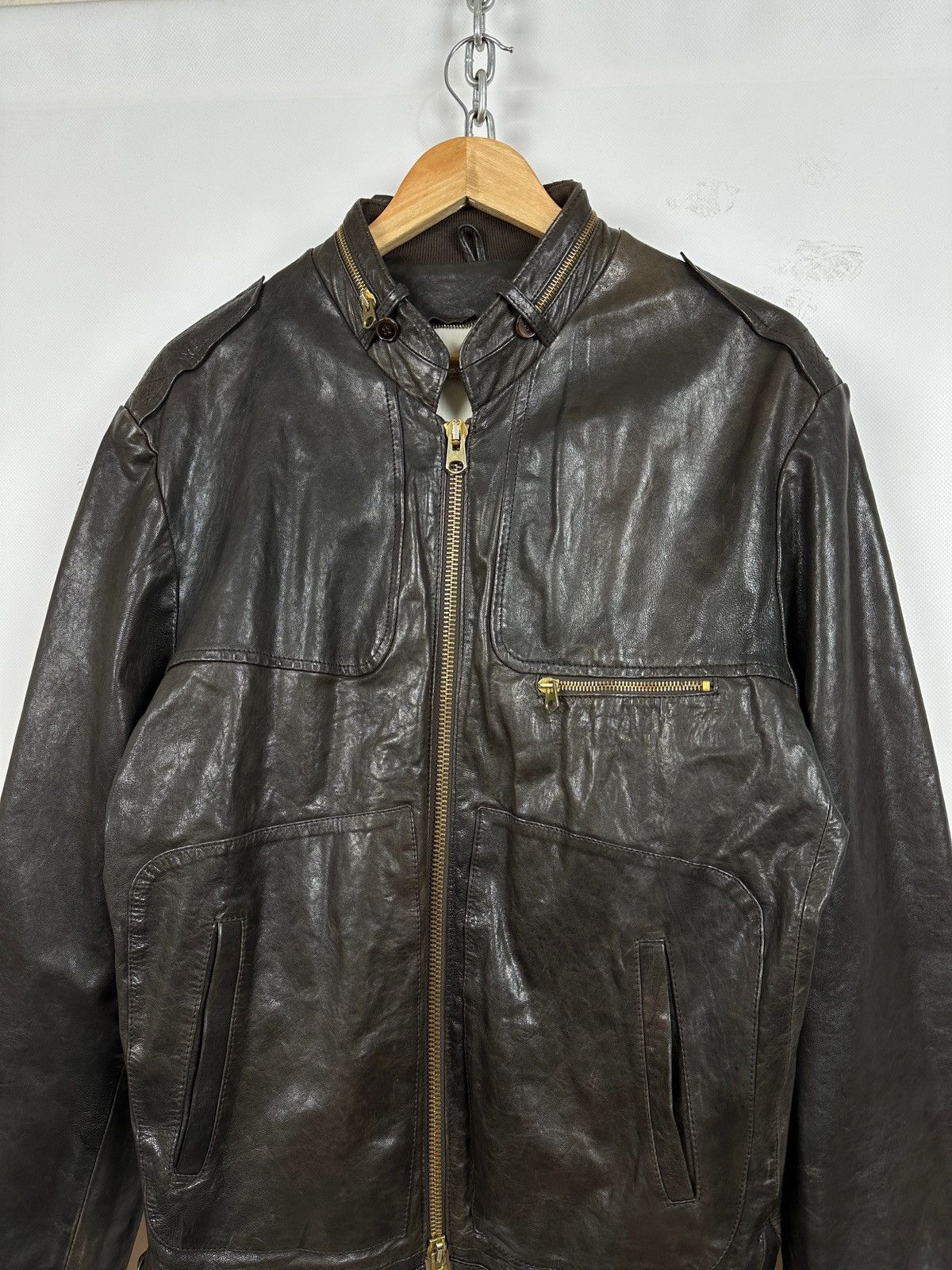 Golden Goose Golden Goose Brown Leather Jacket Size US L / EU 52-54 / 3 - 8 Thumbnail
