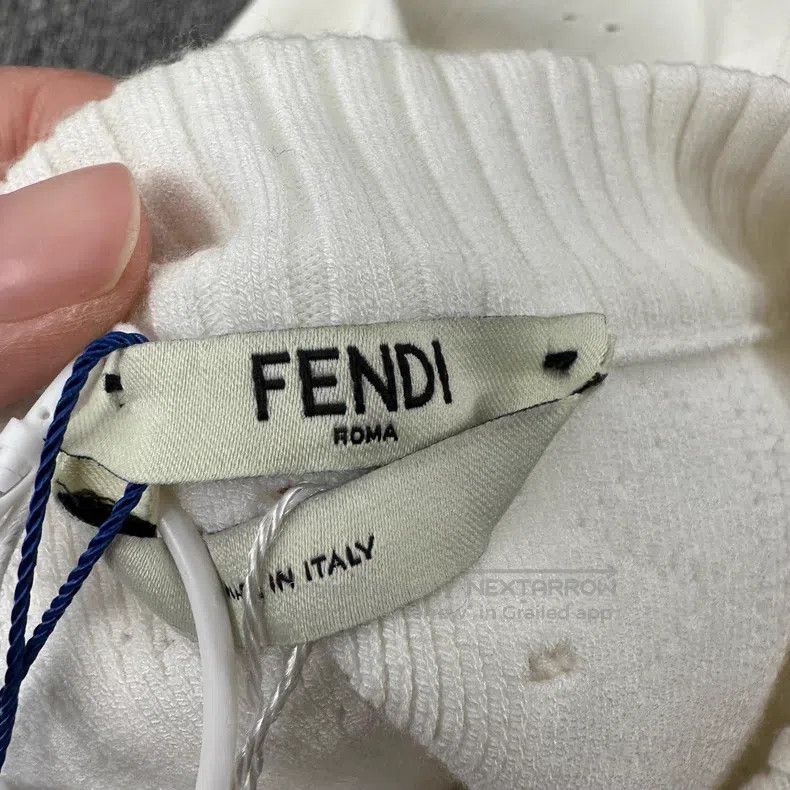 Fendi Fendi White round neck tie bow nautical style sweater Size S / US 4 / IT 40 - 4 Thumbnail
