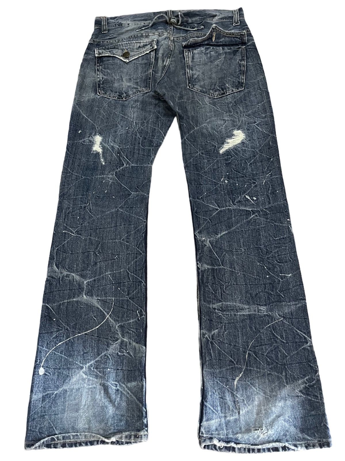 14th Addiction Vintage Japanese Brand Honeycomb Distress Flare Style denim Size US 33 - 7 Thumbnail