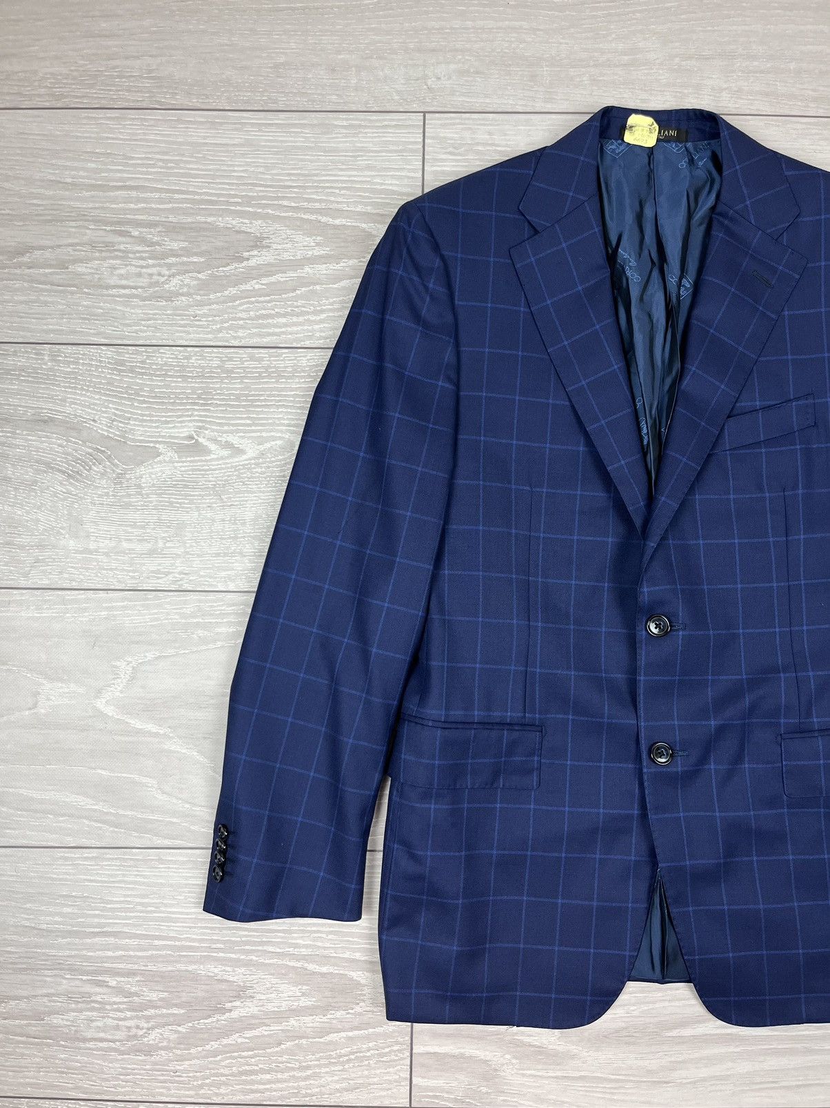 Corneliani Corneliani Blue Check Virgin Wool Silk Two Buttons Blazer Size 48R - 4 Thumbnail