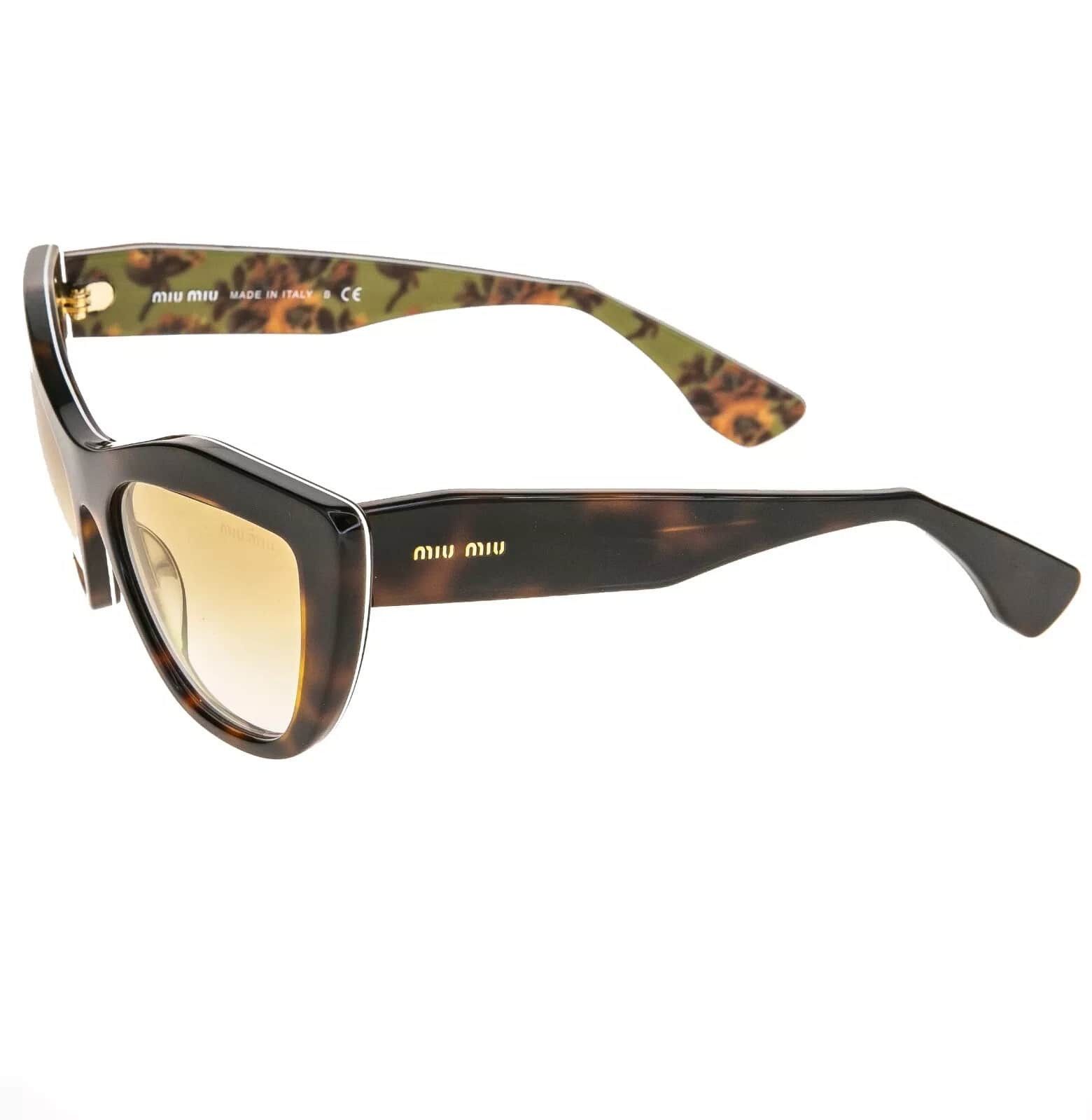 Miu Miu MIU MIU 02P MU02PS Brown Havana Green Floral Sunglasses Size ONE SIZE - 8 Thumbnail