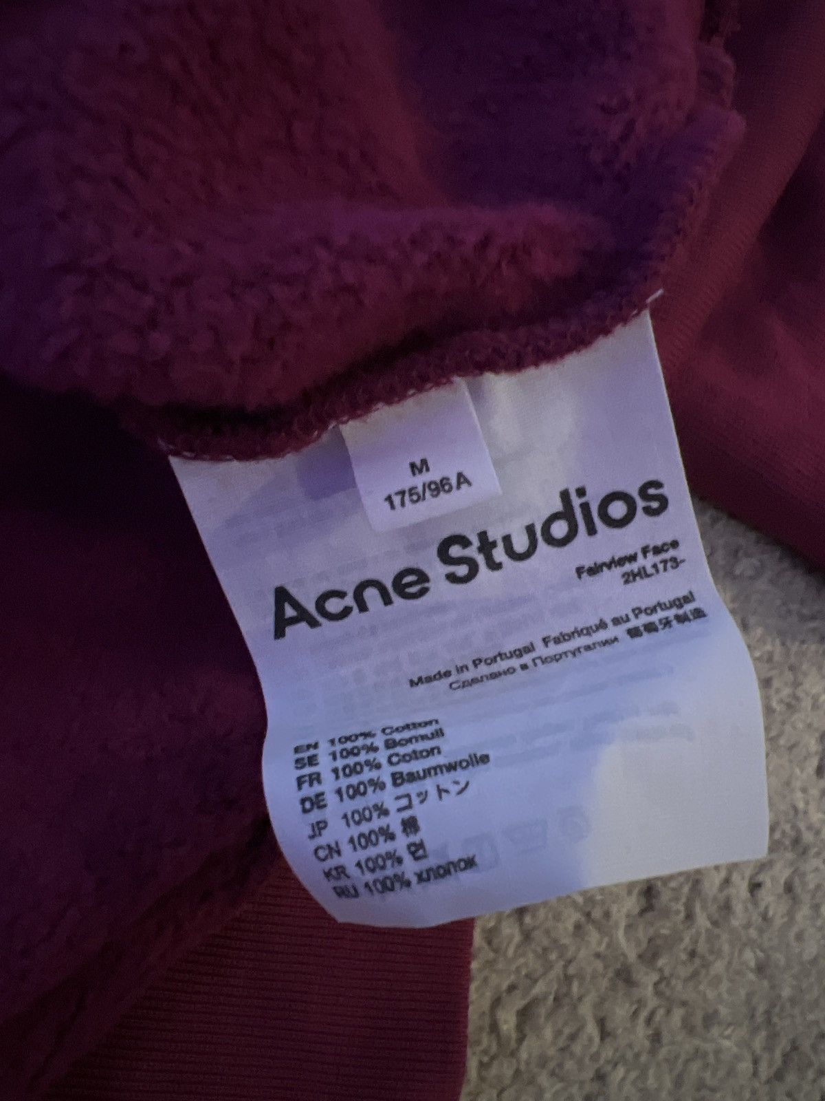 Acne Studios Acne Studios Fairview Face Purple (Berry) Sweatshirt Size US M / EU 48-50 / 2 - 3 Thumbnail