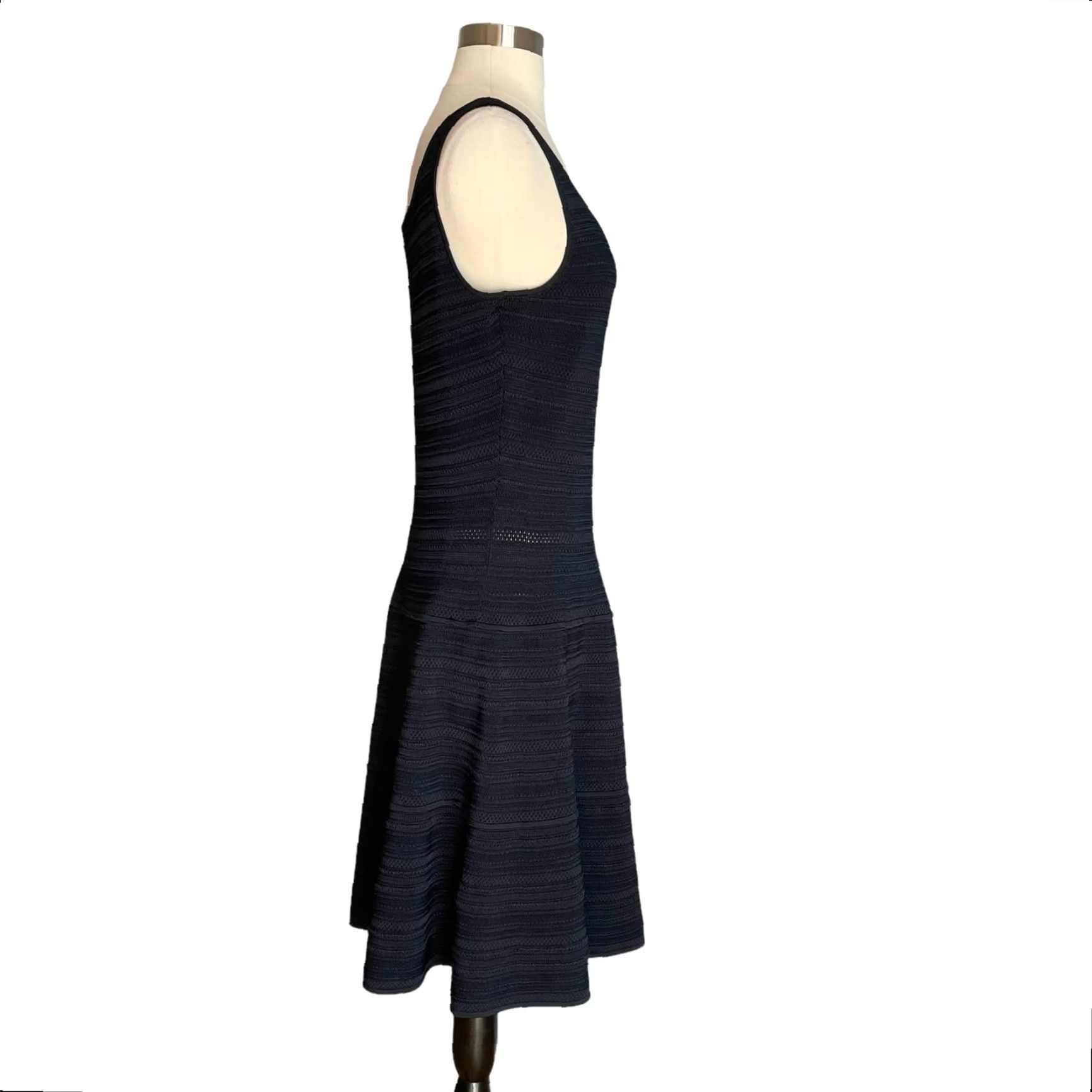 Ralph Lauren Ralph Lauren Black Label Navy Blue Textured Knit Dress Fit & Flare Size L Women Sleeveless Scoop Neck Pullover Party Cocktail Short Dress Size L / US 10 / IT 46 - 4 Thumbnail