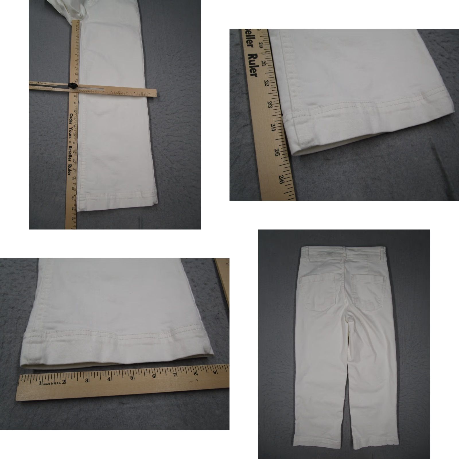 Vintage OAT Jeans White HIGH RISE Wide-Leg Crop Denim 26x25 8/29 Womens Jeans Size 30" / US 8 / IT 44 - 8 Thumbnail