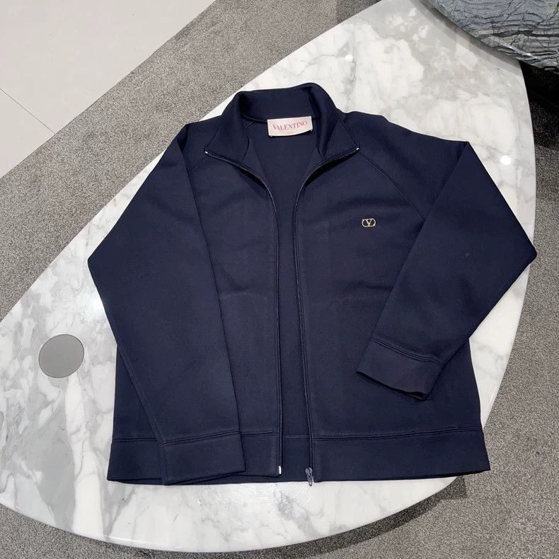 Valentino Valentino Dark blue stand-up collar logo long-sleeved spor Size US XL / EU 56 / 4 - 3 Thumbnail