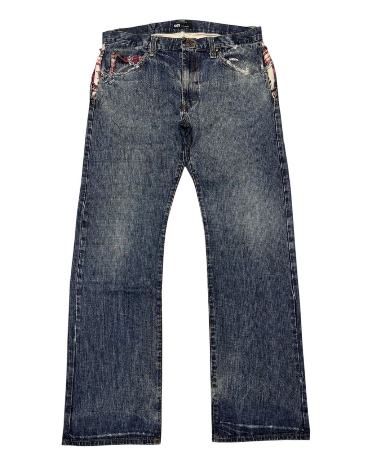 Hysteric Glamour 🔥Double Waist CNCV Concave Attempt DISTRESS THRASHED JEANS Size US 34 / EU 50 - 3 Thumbnail