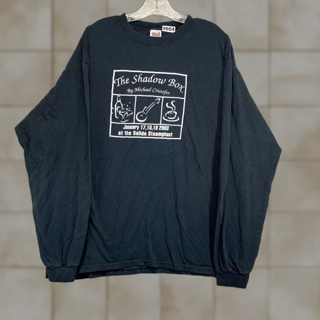 Anvil VINTAGE Anvil The Shadow Box Graphic Tee Long Sleeve Black XL Theater Mens Size US XL / EU 56 / 4 - 1 Thumbnail
