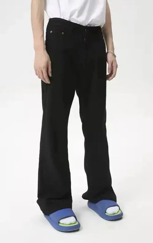 Japanese Brand Ripped Jeans Men Black Streetwear Y2k Denim Size US 29 - 2 Thumbnail