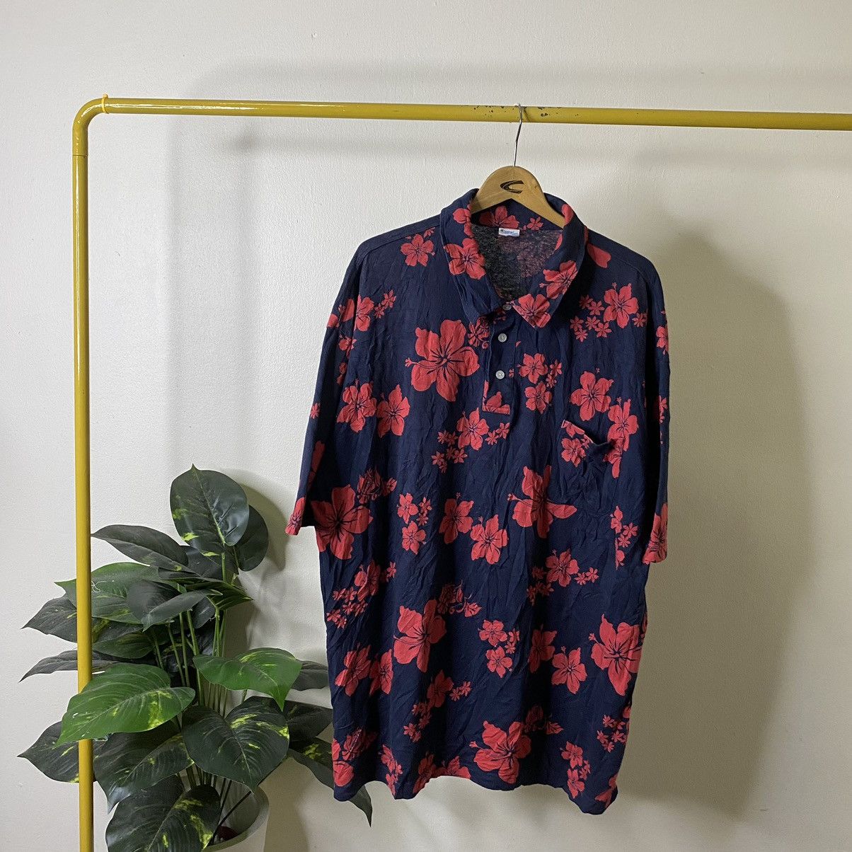 Champion Vintage Y2K Champion Floral AllOverPrint Polo T Shirt Size US XXL / EU 58 / 5 - 1 Thumbnail
