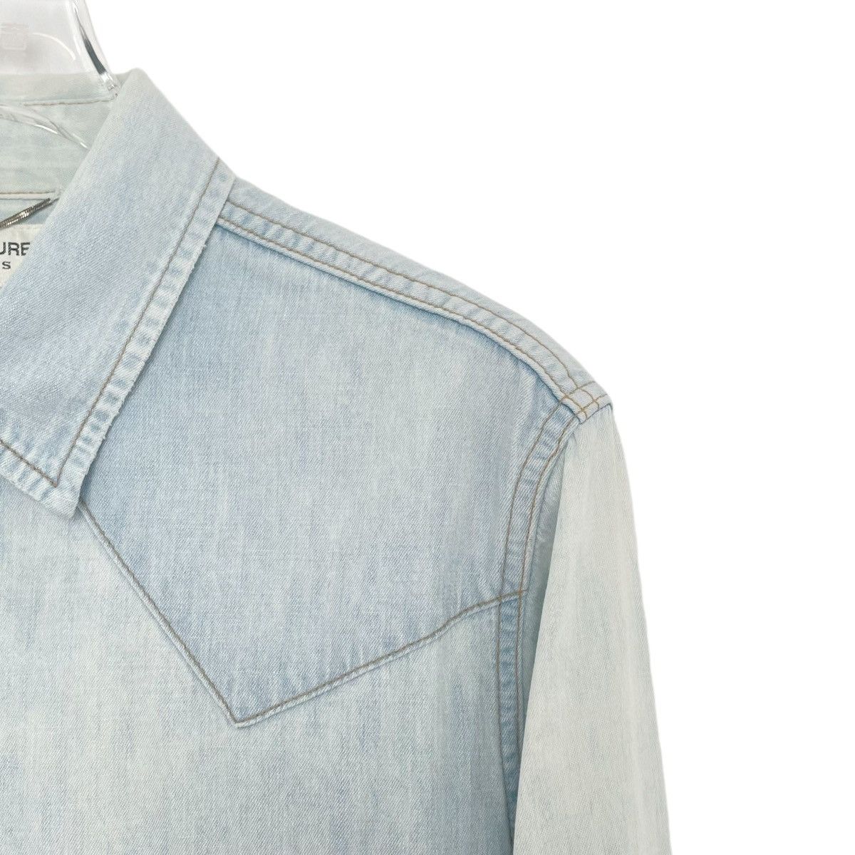 Yves Saint Laurent Yves Saint Laurent Light Blue Rivet Long Sleeve Shirt K26WX Size US S / EU 44-46 / 1 - 3 Thumbnail