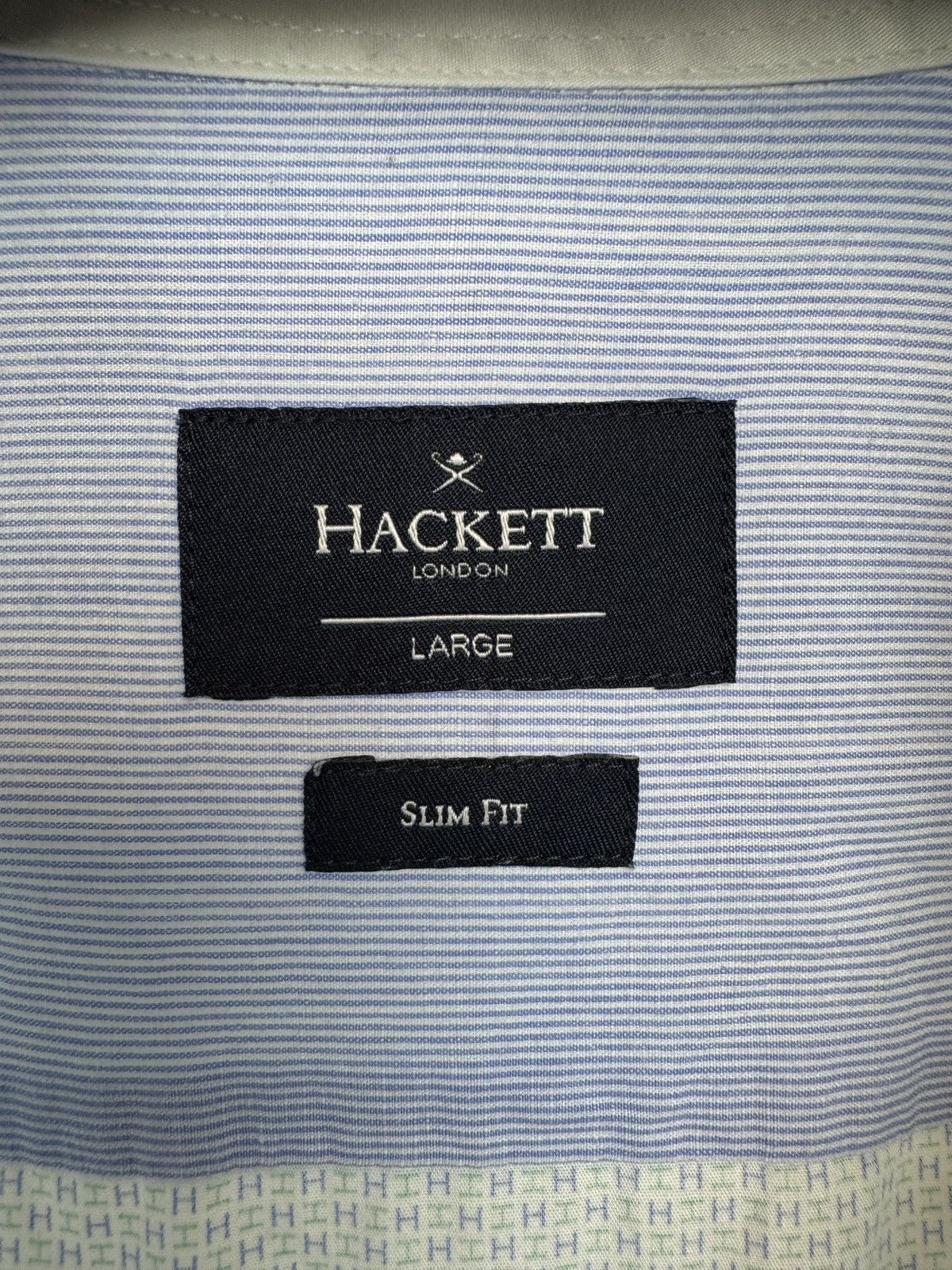 Hackett Hackett London monogram blue slim fit long sleeve shirt Size US L / EU 52-54 / 3 - 12 Thumbnail