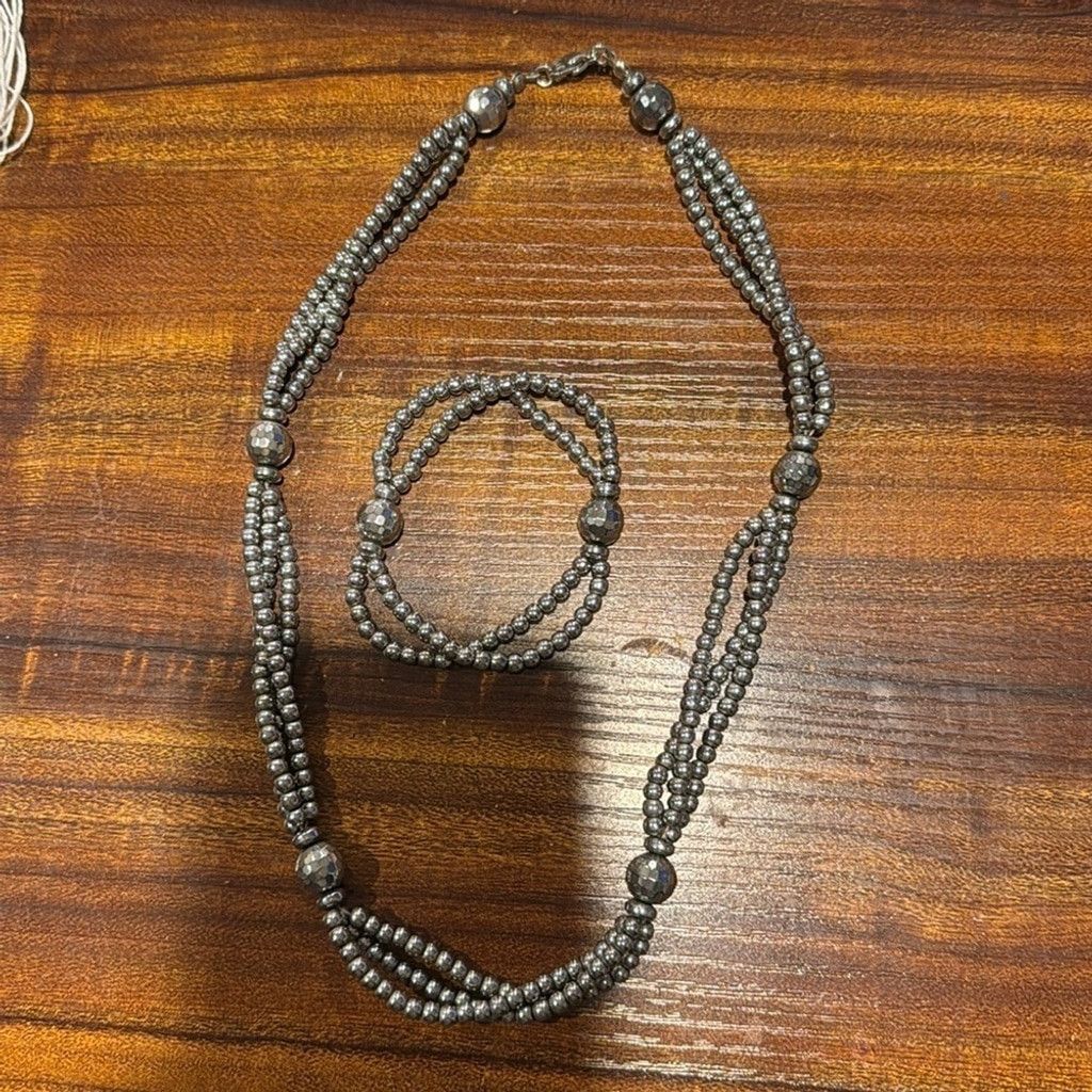 Other Silver Bead Necklace and Bracelet Set Size ONE SIZE - 1 Thumbnail