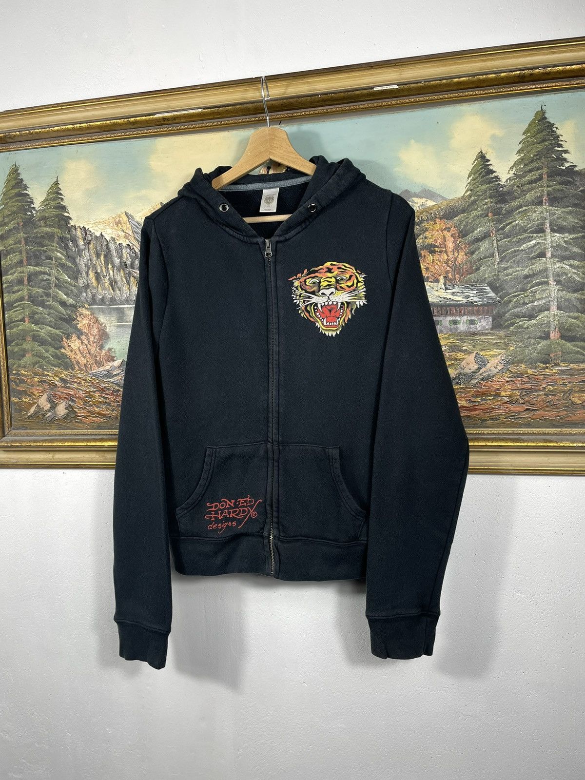 Christian Audigier × Ed Hardy × Vintage Ed Hardy Retro 00s Hoodie With Crystals Affliction Grunge Size US S / EU 44-46 / 1 - 3 Thumbnail